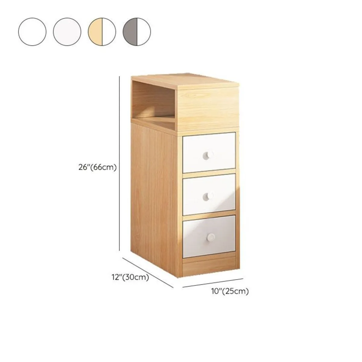 TU MESITA - Mesa de Noche Moderna Maia Duna/Blanco 3 Cajones TU MESITA