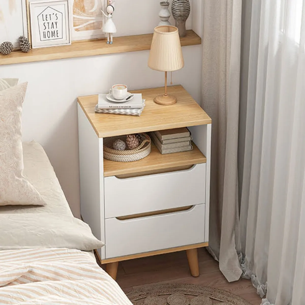 TU MESITA - Velador Vintage Moderno Marina 2 Cajones TU MESITA