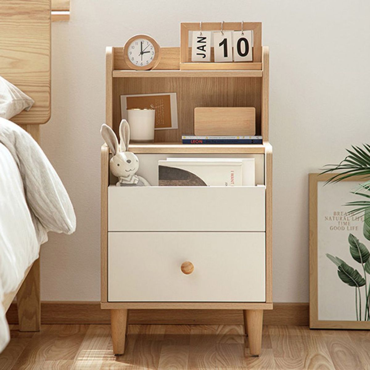 TU MESITA - Velador Vintage Moderno Zaida 2 Cajones TU MESITA