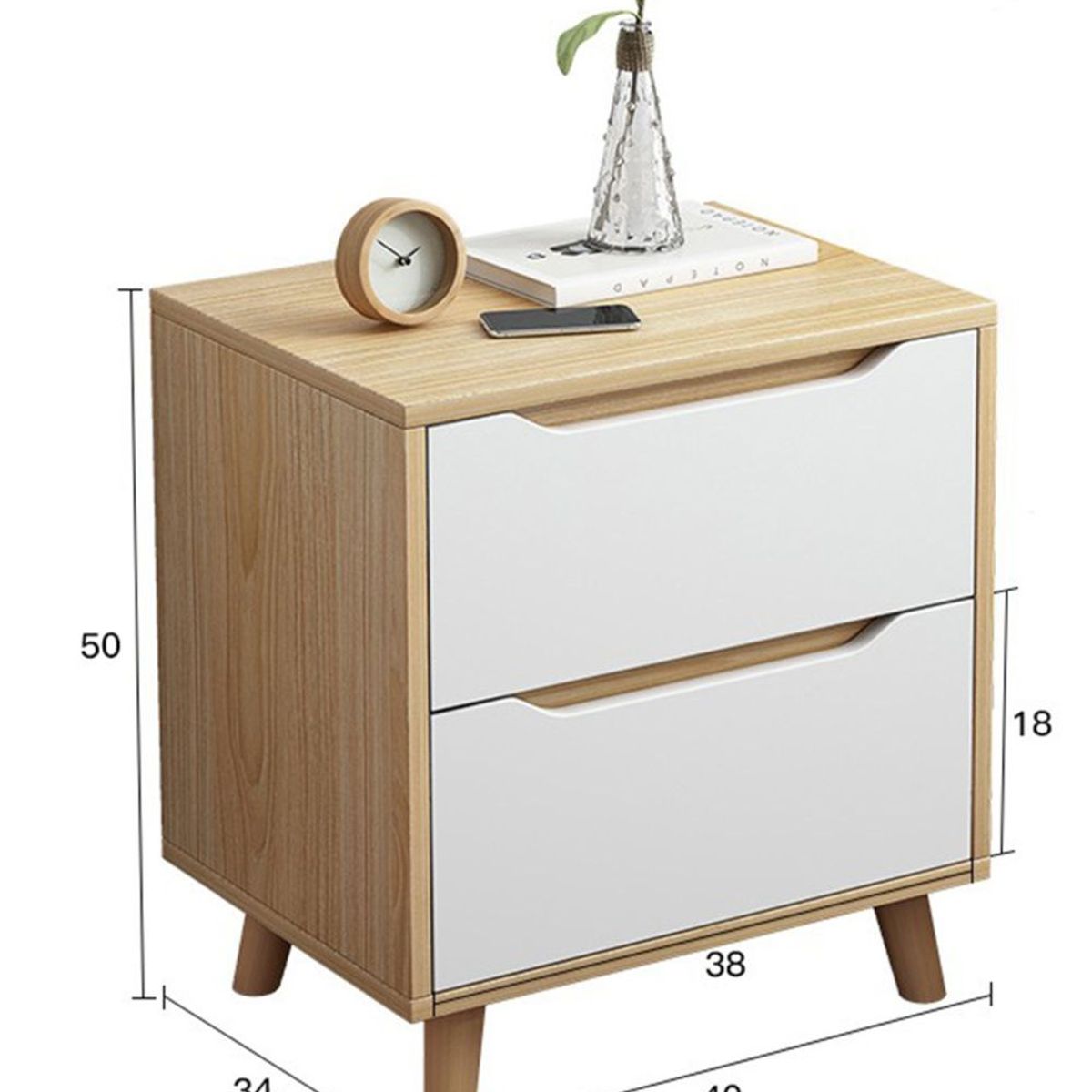 TU MESITA - Velador Vintage Moderno Gabriela 2 Cajones TU MESITA