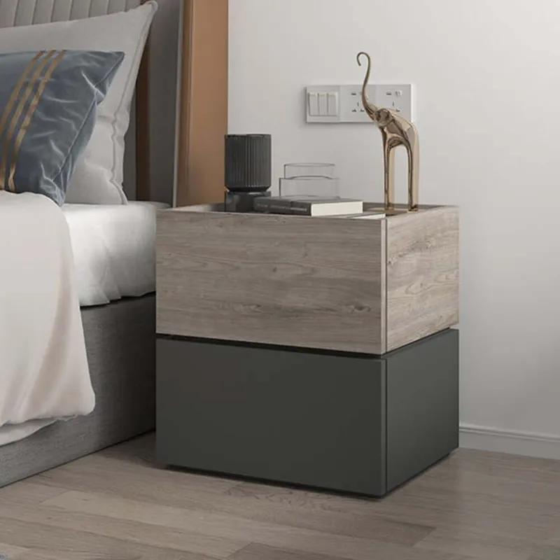 TU MESITA - Velador Moderno Agustin 2 Cajones Negro TU MESITA