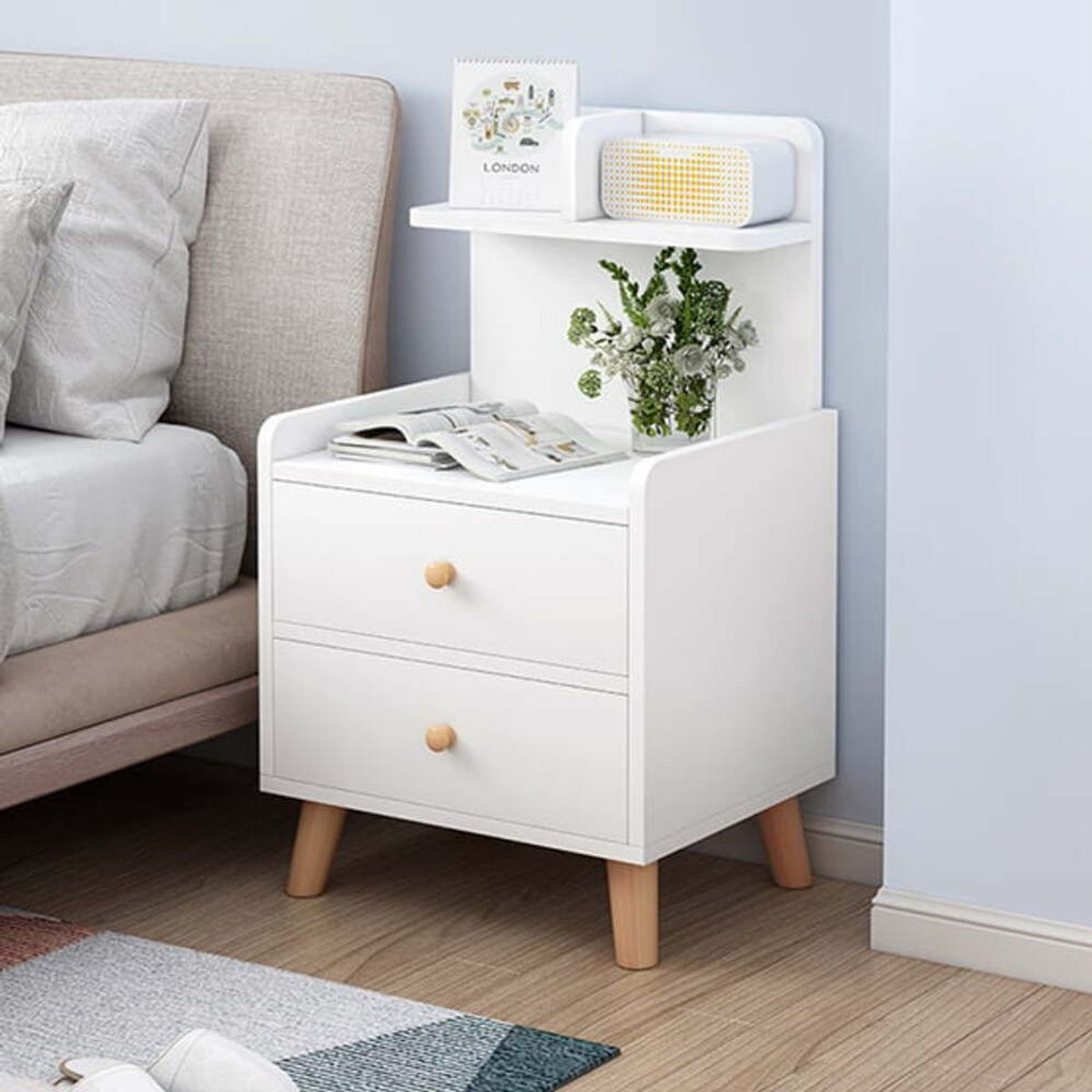 TU MESITA - Velador Vintage Dulce 2 Cajones Blanco TU MESITA