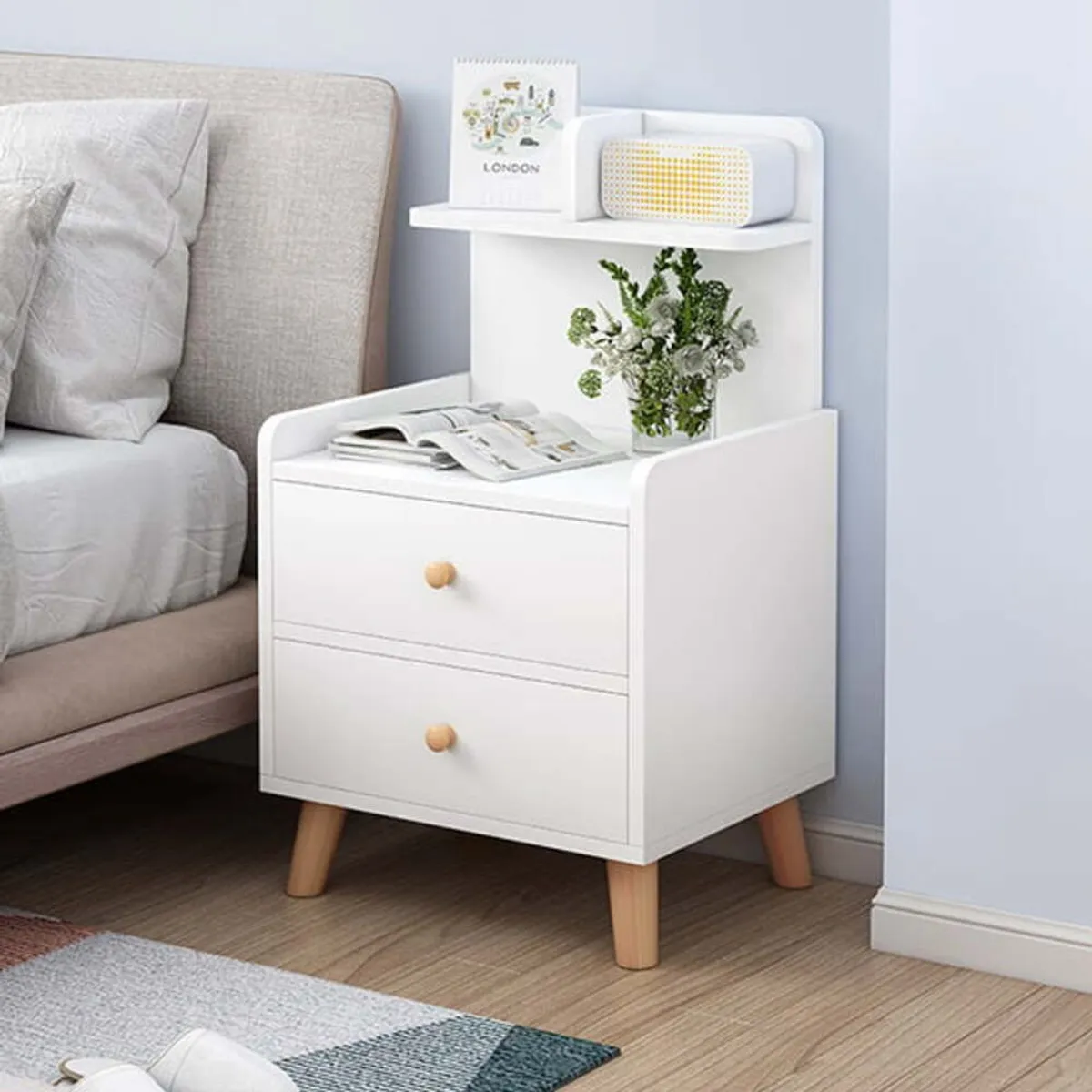 TU MESITA - Velador Vintage Dulce 2 Cajones Blanco TU MESITA