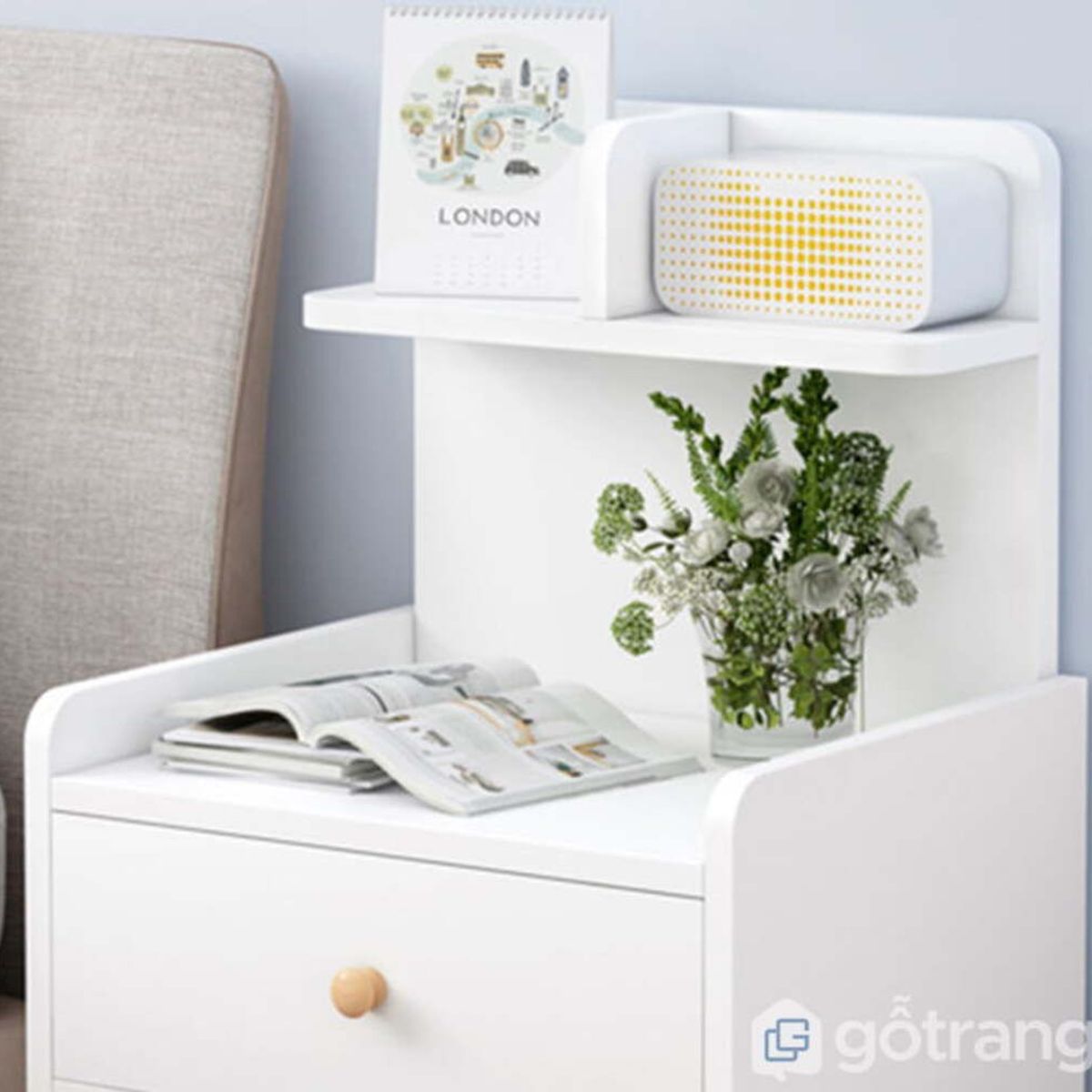 TU MESITA - Velador Vintage Dulce 2 Cajones Blanco TU MESITA