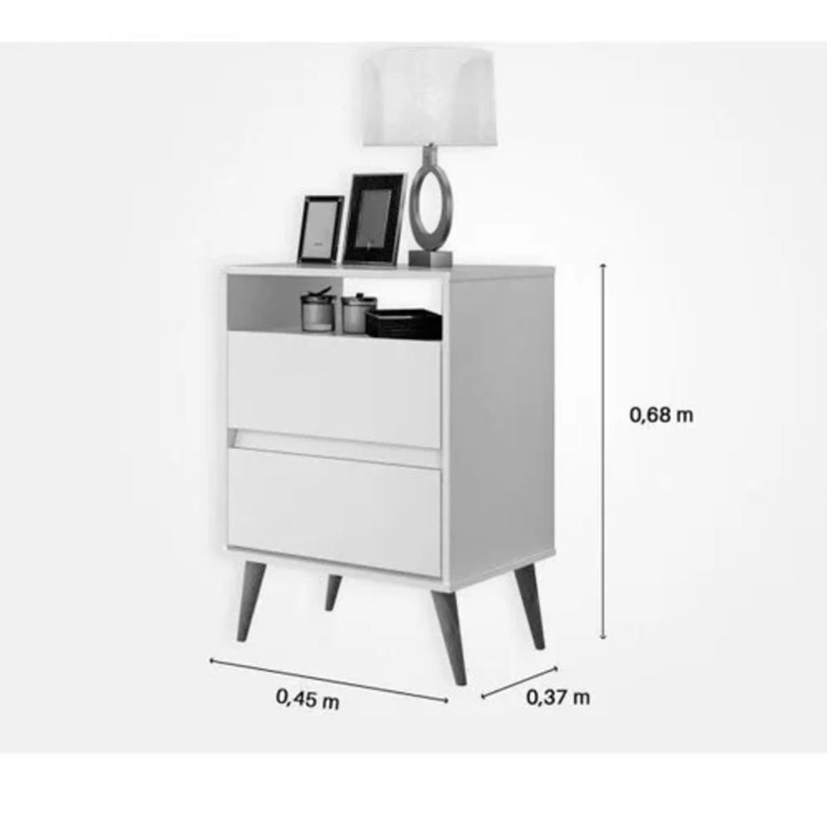 TU MESITA - Velador Vintage Greta Blanco 2 Cajones TU MESITA