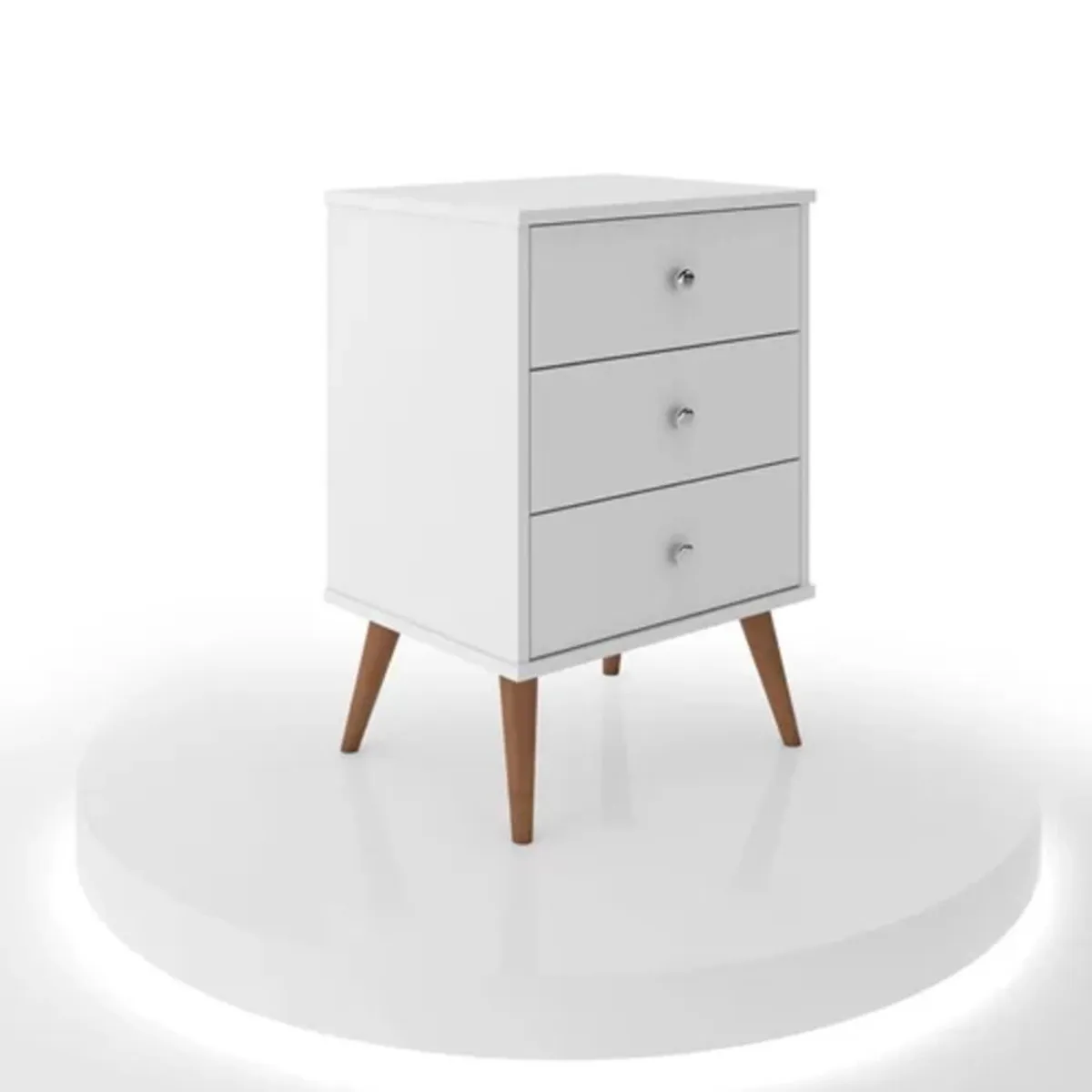 TU MESITA - Mesa de Noche clásica 3 cajones Rosalia color Blanco TU MESITA