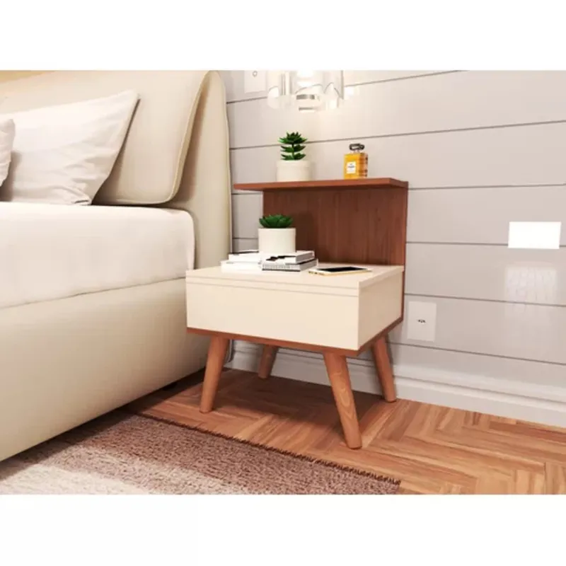 TU MESITA - Mesa de Noche con repisa 1 cajon Pandora color Blanco TU MESITA