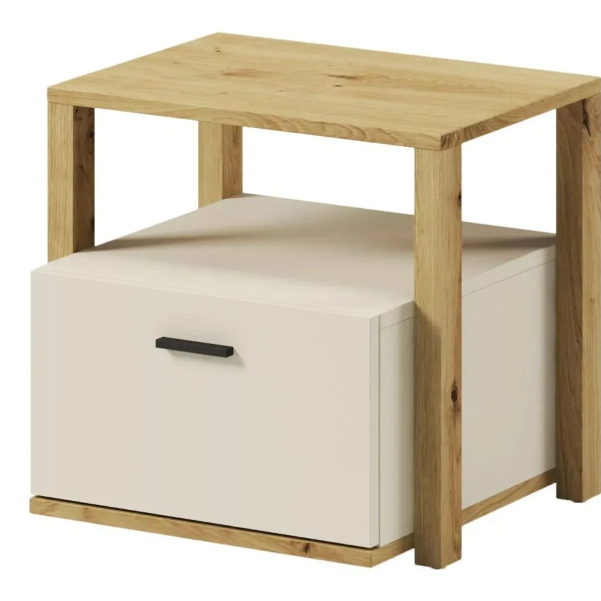 TU MESITA - Mesa de Noche 1 cajón Jennifer color Blanco/Duna TU MESITA