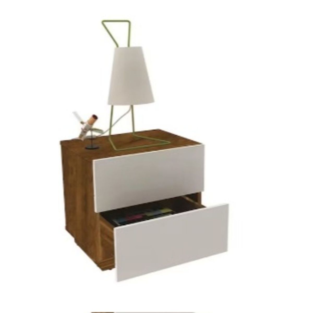 TU MESITA - Mesa de Noche de Melamina Osrava Caramelo Blanco 48X52X37 TU MESITA