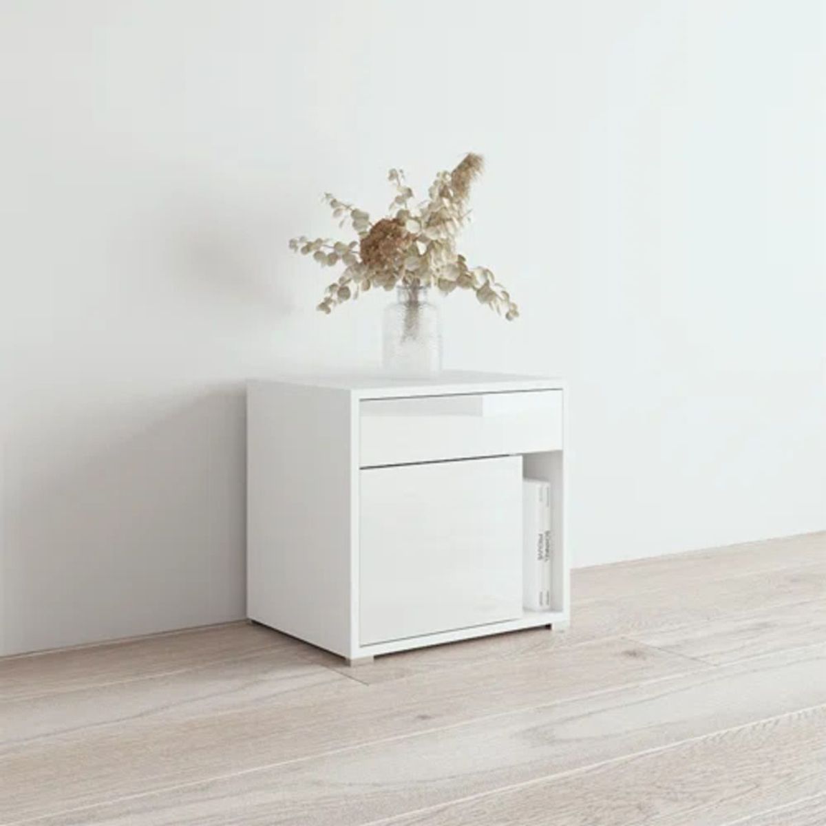 TU MESITA - Velador Práctico 1 cajón 1 puerta Salaverry color Blanco TU MESITA