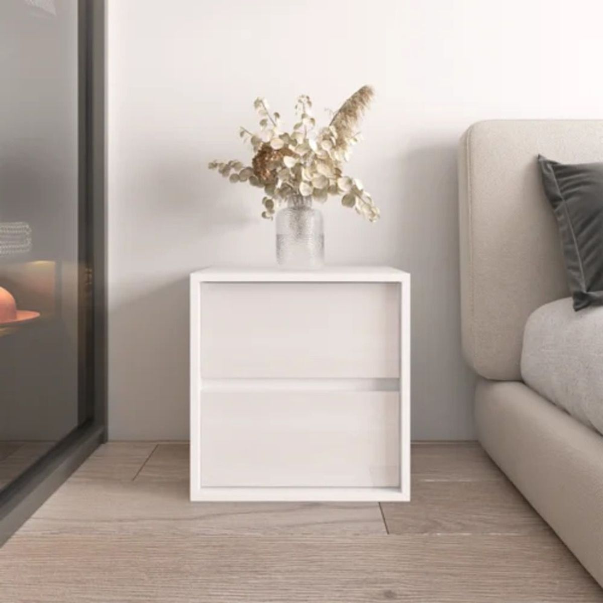 TU MESITA - Velador Clásico 2 cajones Dante color Blanco TU MESITA