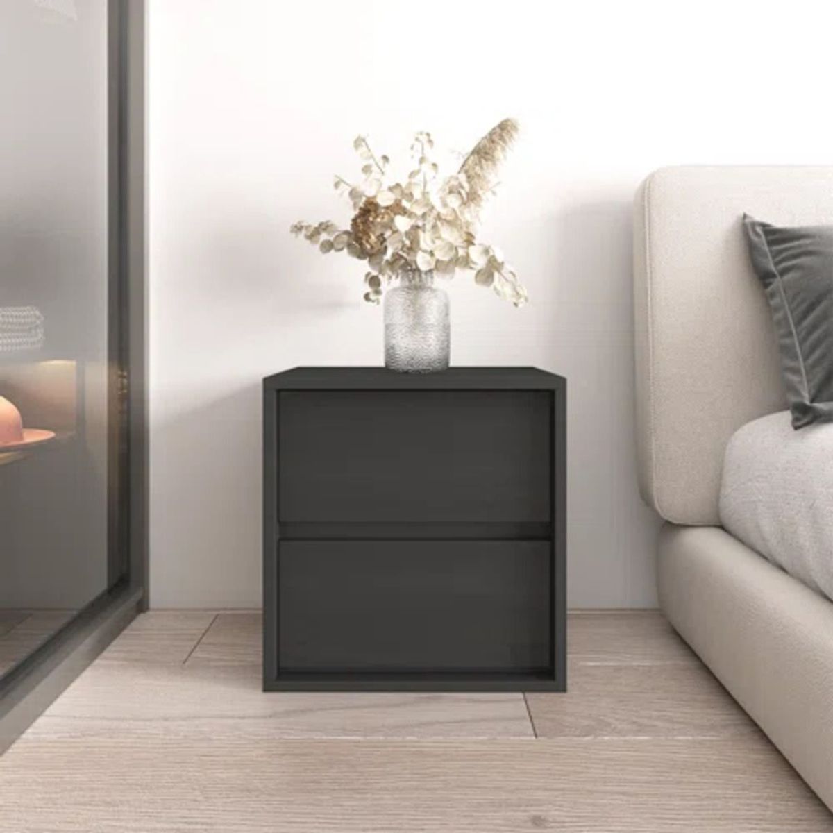 TU MESITA - Velador Clásico 2 cajones Dante color Negro TU MESITA