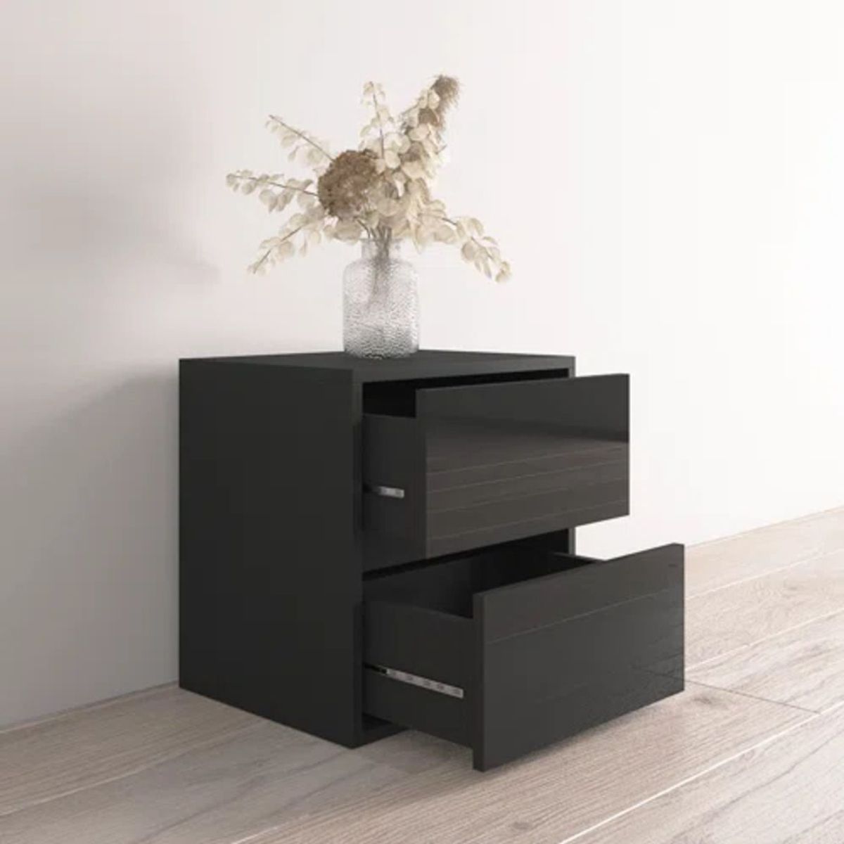 TU MESITA - Velador Clásico 2 cajones Dante color Negro TU MESITA