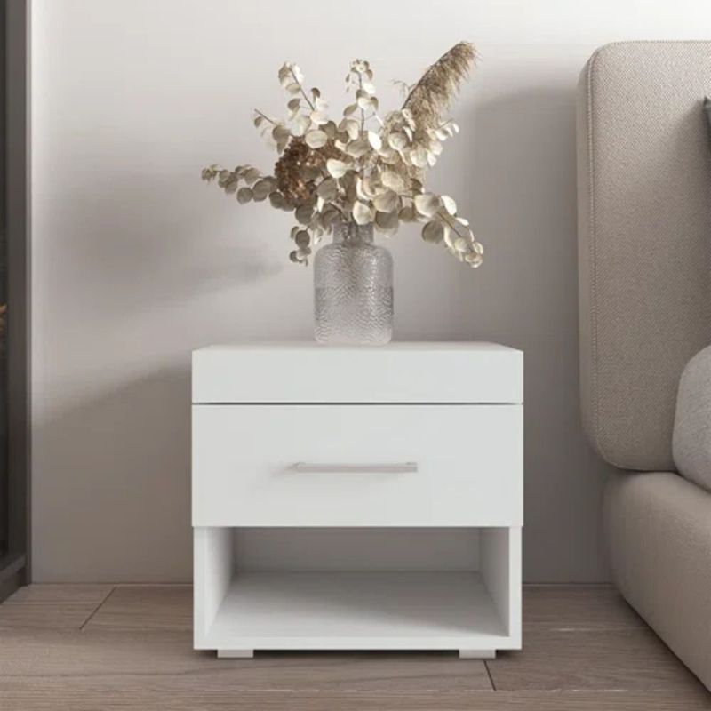 TU MESITA - Mesa de Noche 1 cajón Tokyo color Blanco TU MESITA