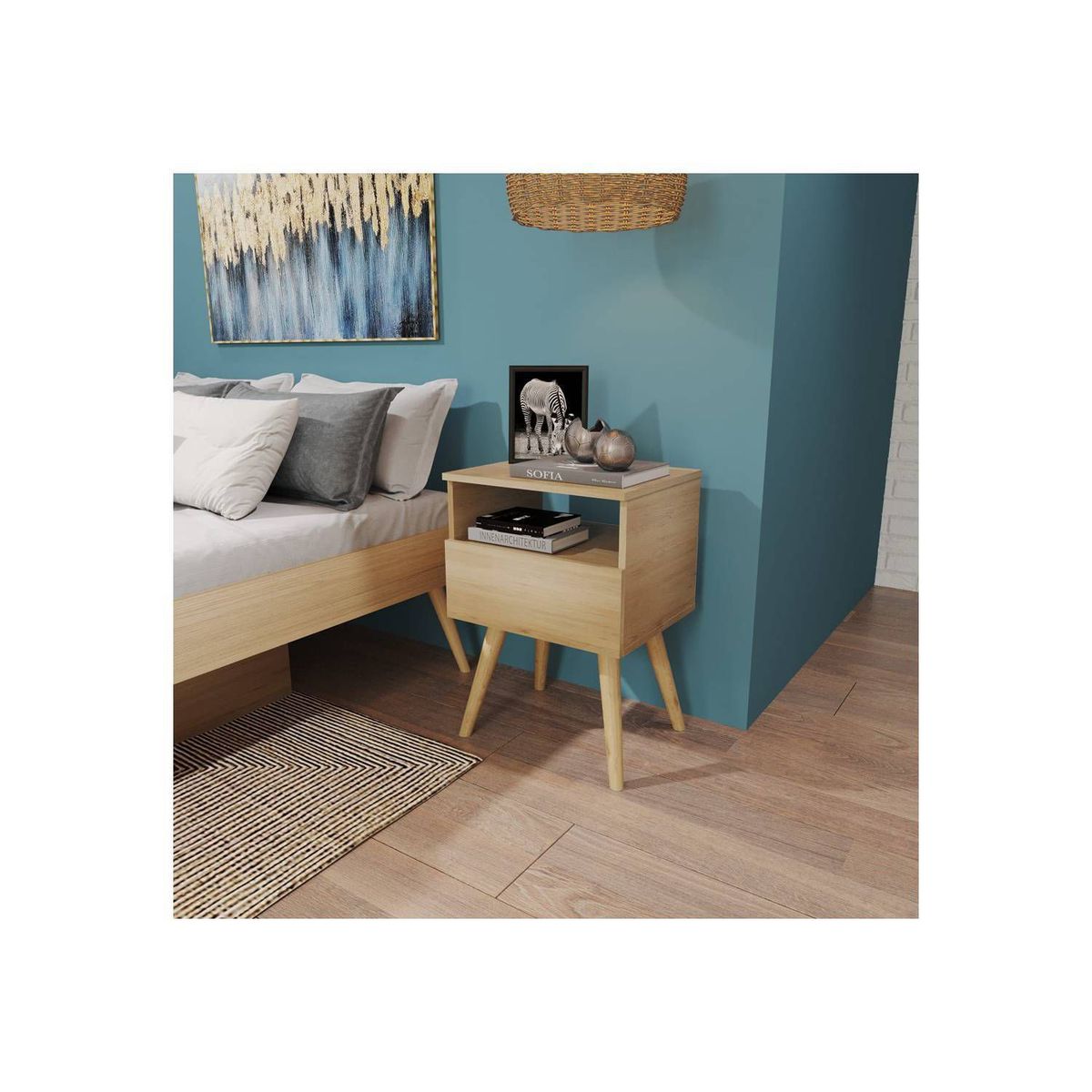 TU MESITA - Mesita de Noche 1 cajón Margaret color Rovere TU MESITA