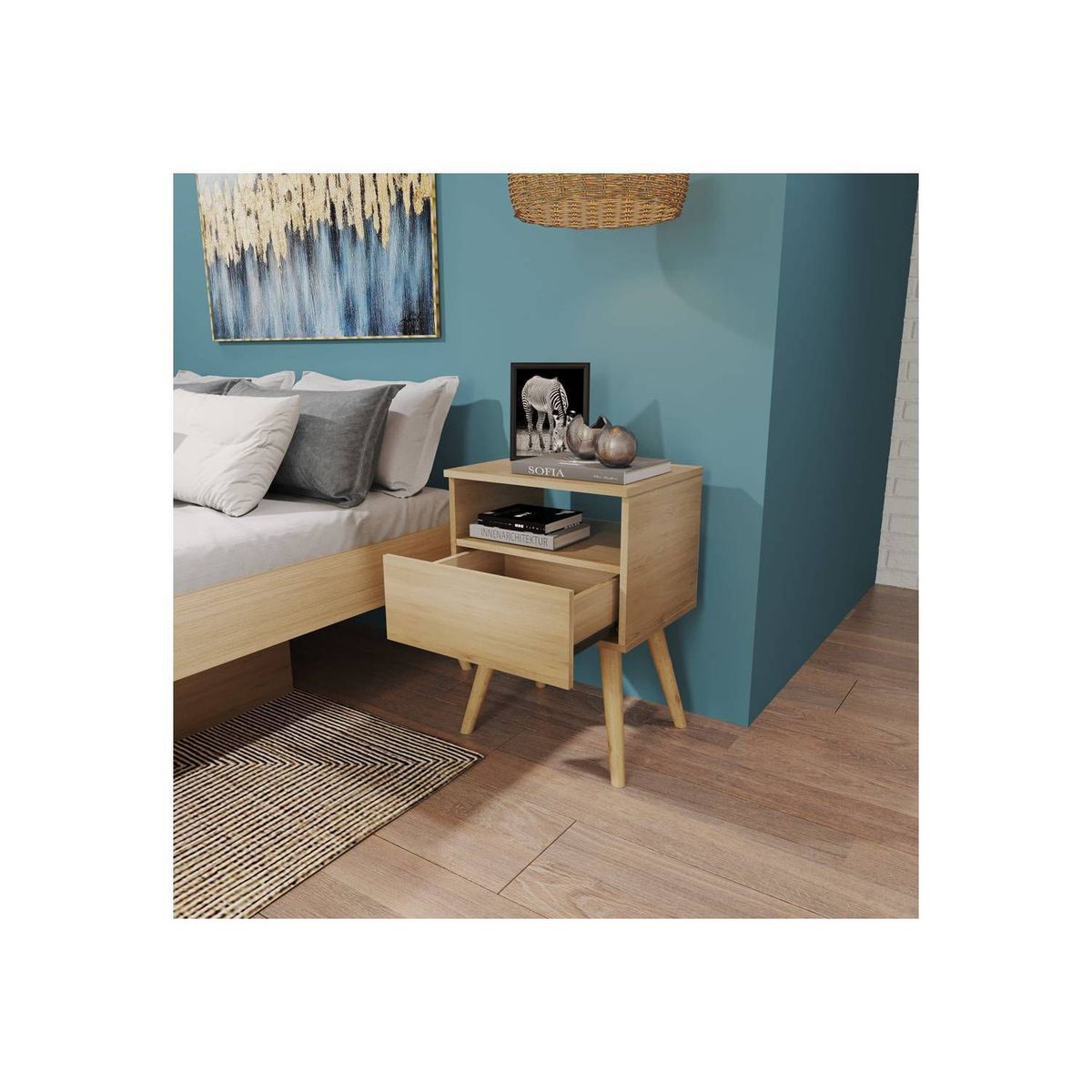 TU MESITA - Mesita de Noche 1 cajón Margaret color Rovere TU MESITA