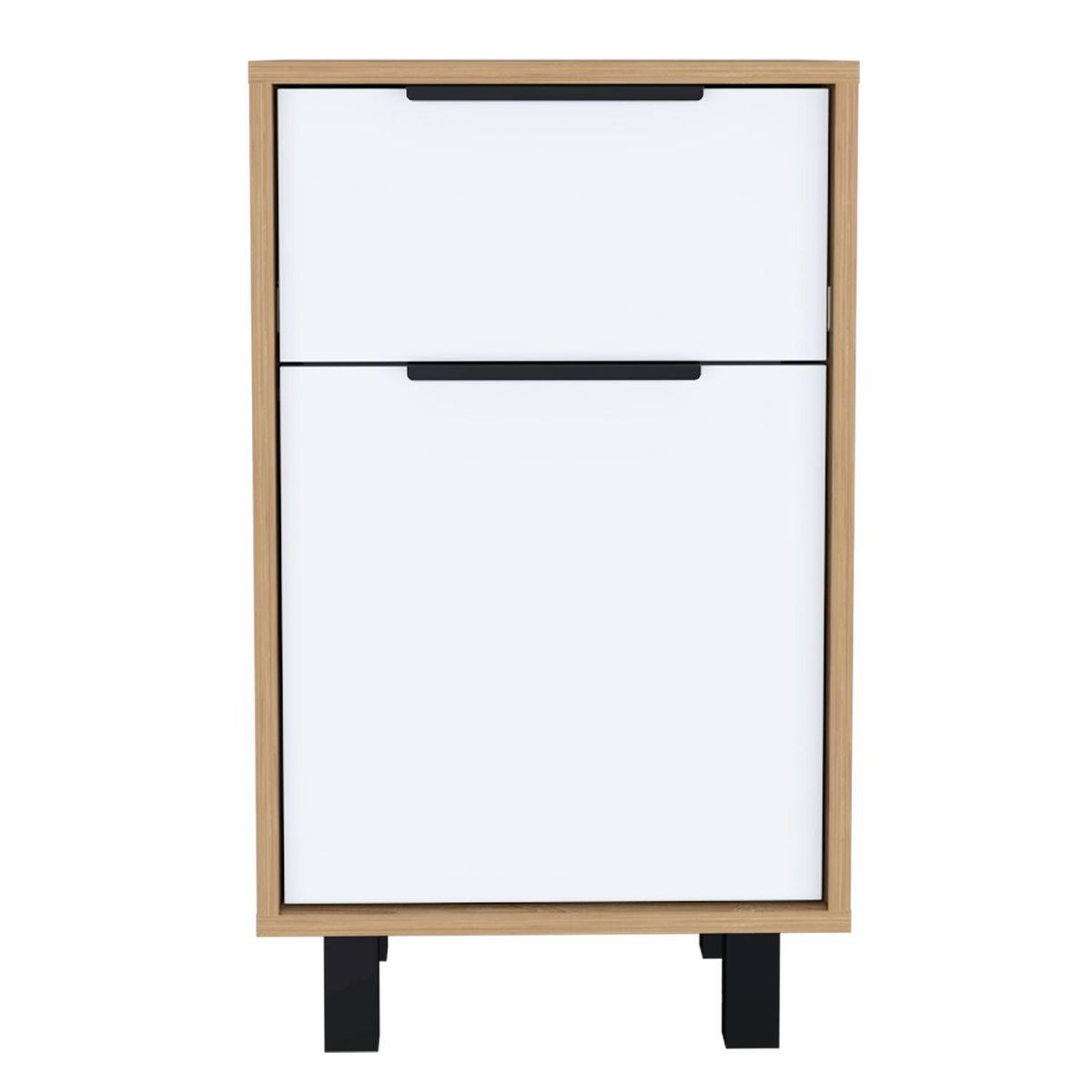 TU MESITA - Velador Juvenil 1 cajón 1 puerta Steve color Macadamia/Blanco TU MESITA