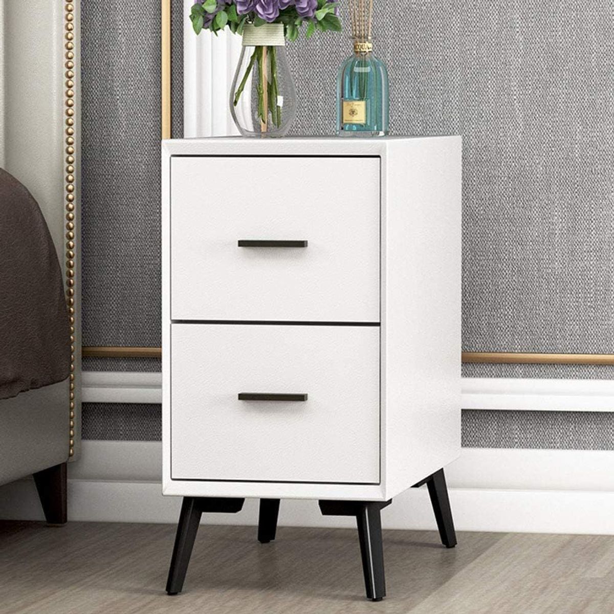 TU MESITA - Velador Mesas de Noche 2 cajones Cintia color Blanco TU MESITA