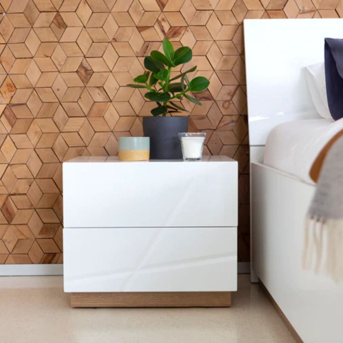 TU MESITA - Velador Mesa de Noche Jalisco 2 cajones color Blanco TU MESITA