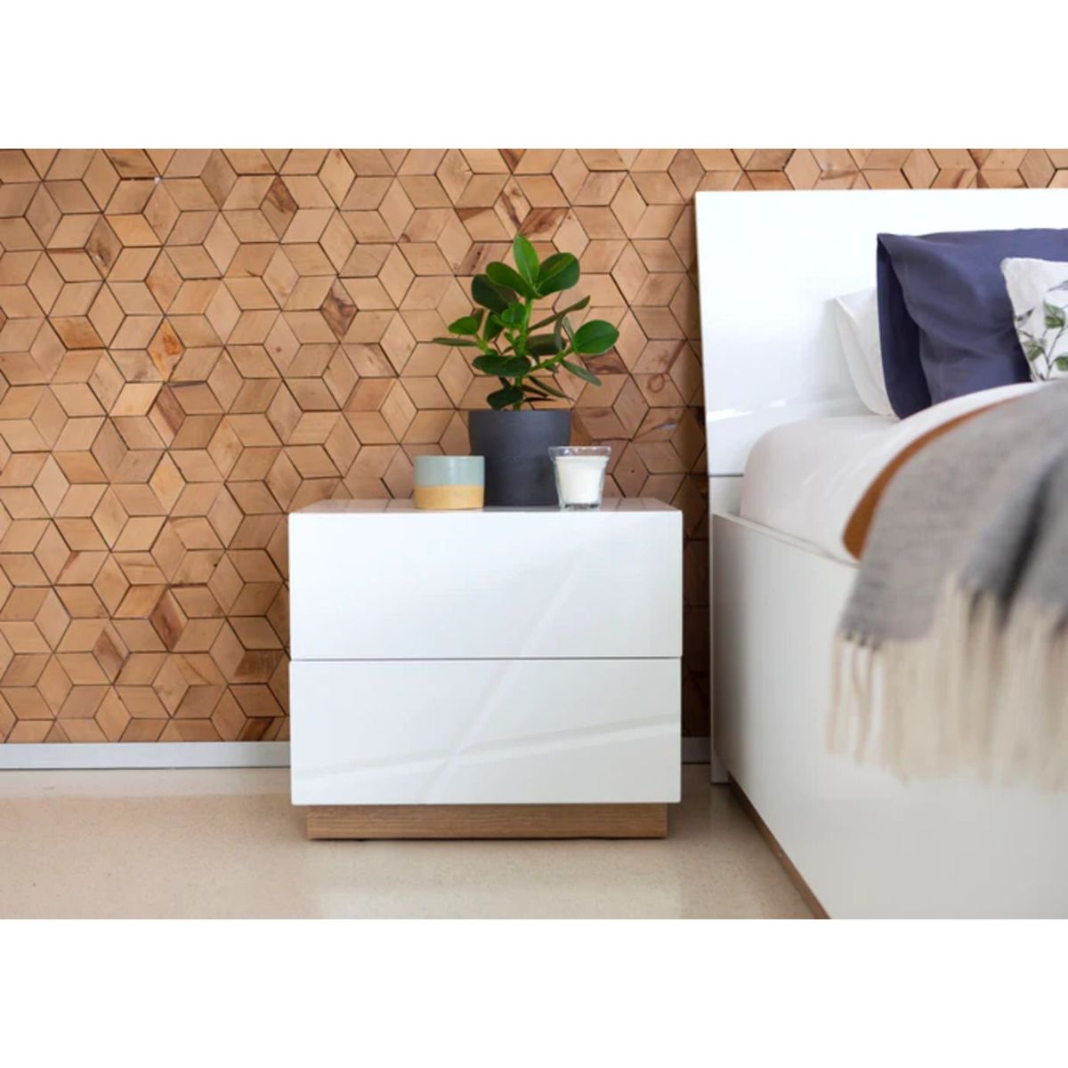 TU MESITA - Velador Mesa de Noche Jalisco 2 cajones color Blanco TU MESITA