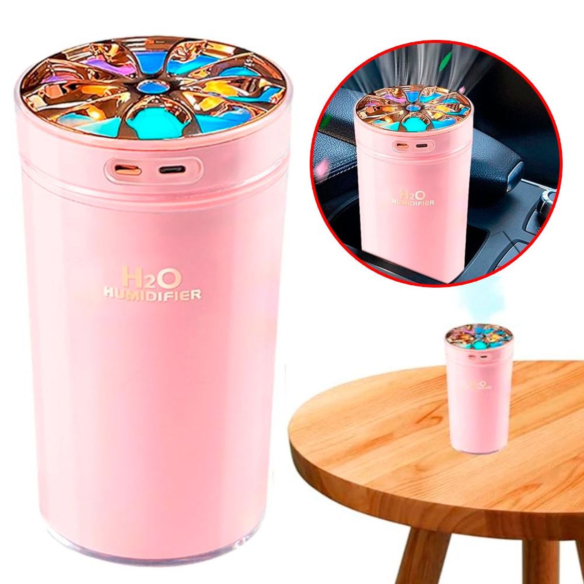 GENERICO - Humidificador De aire Difusor de llama aromaterapia RGB Portatil