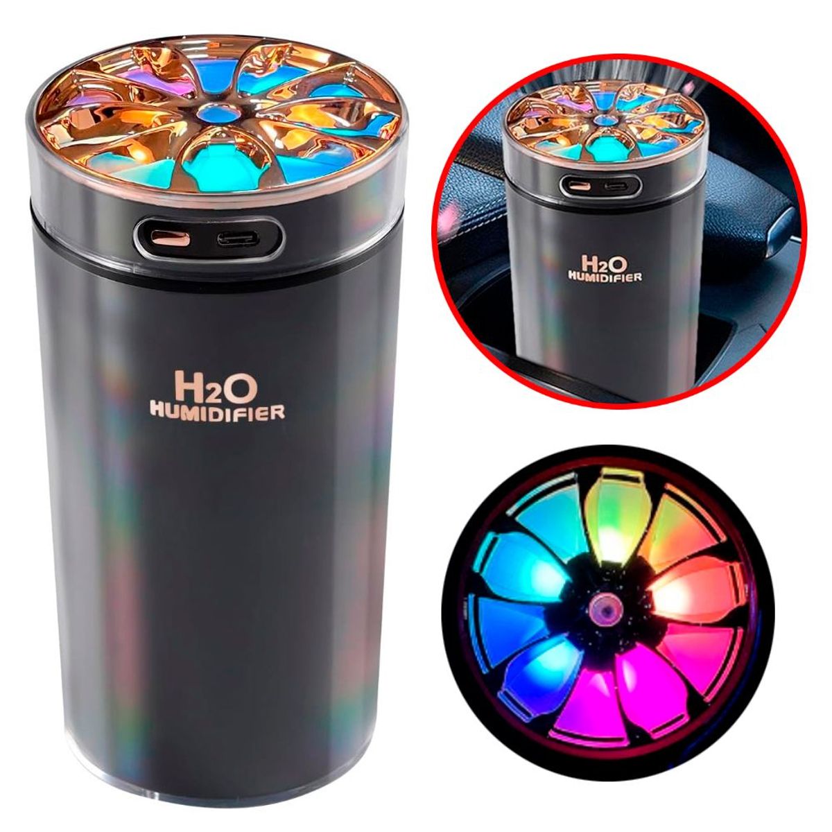 GENERICO - Humidificador De aire Difusor de llama aromaterapia RGB Portatil