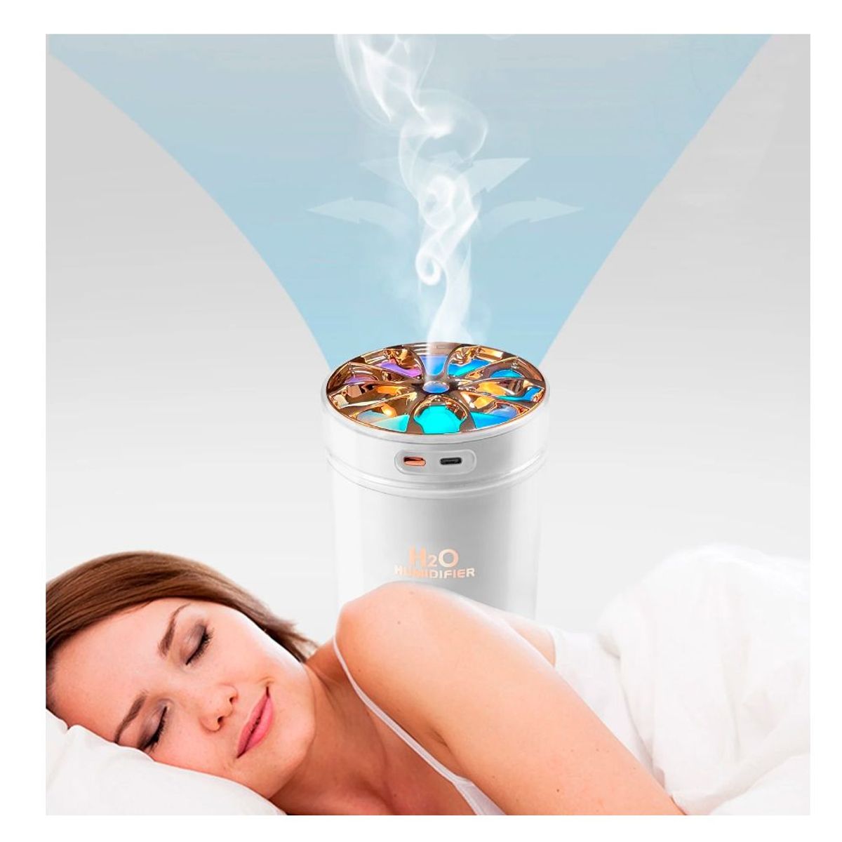 GENERICO - Humidificador Led Purificador Ultrasonico Difusor Vaporizador Portatil.