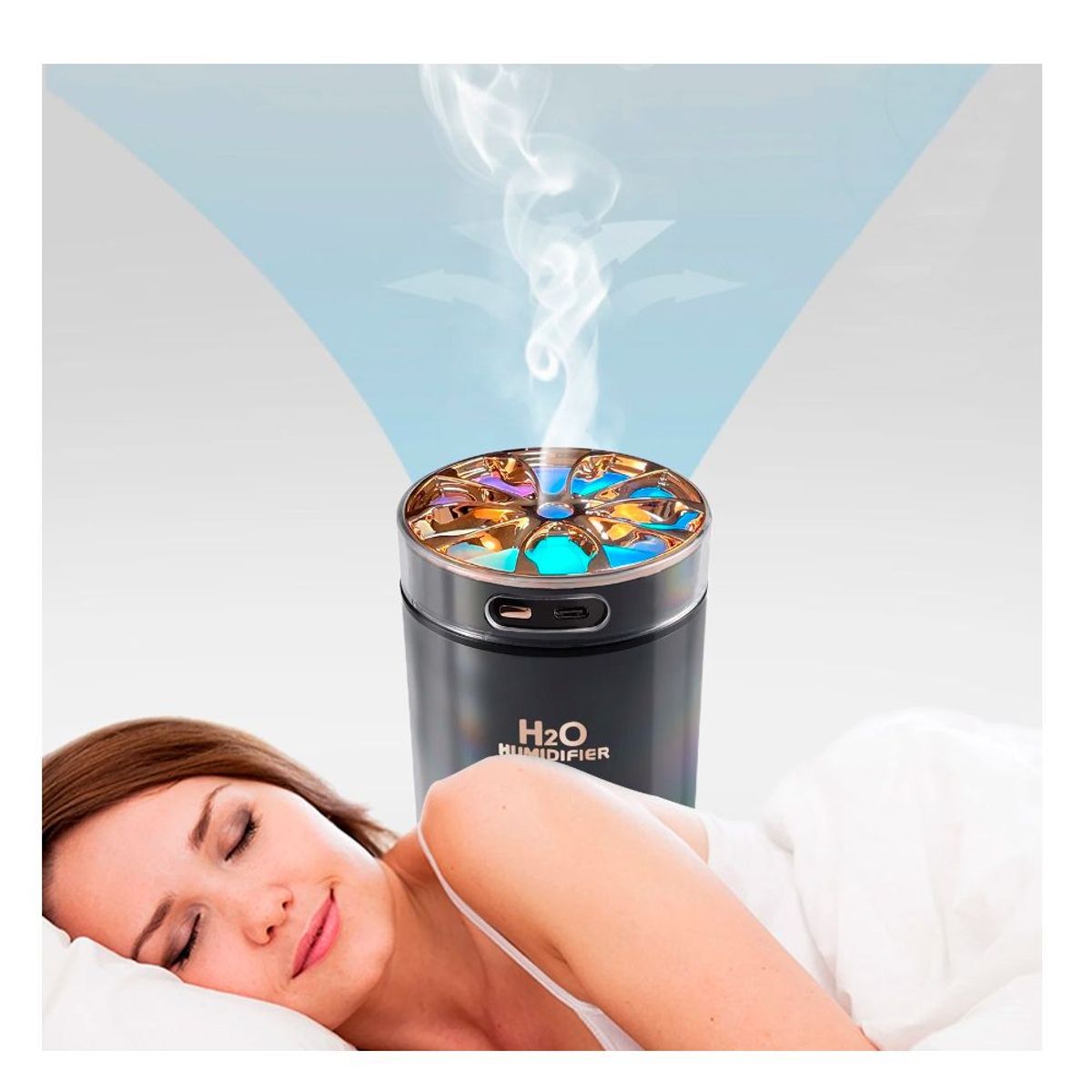 GENERICO - Humidificador Led Purificador Ultrasonico Difusor Vaporizador Portatil.