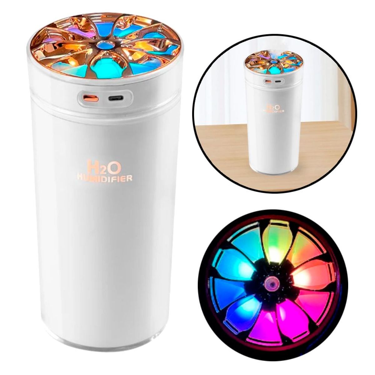 GENERICO - Humidificador De aire Difusor de llama aromaterapia RGB Portatil