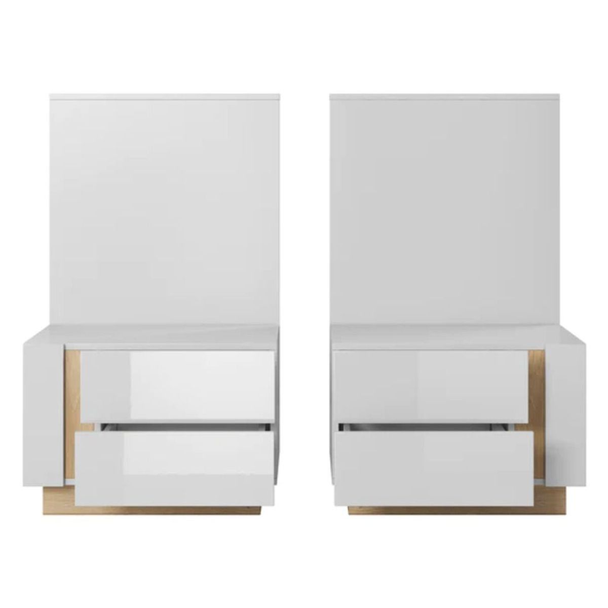 TU MESITA - Velador Moderno Pack x2 Stalin 2 cajones color Blanco/Duna TU MESITA