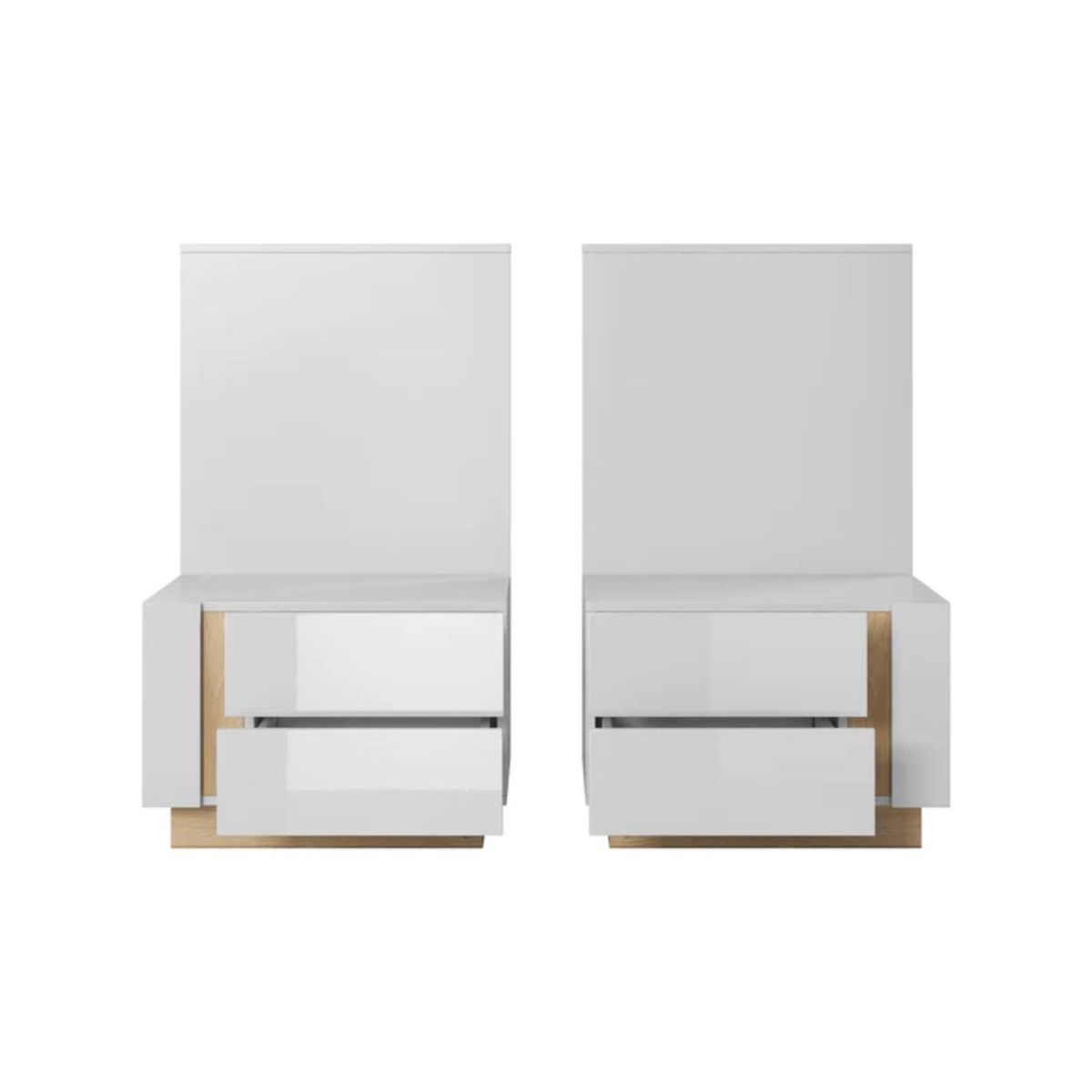 TU MESITA - Velador Moderno Pack x2 Stalin 2 cajones color Blanco/Duna TU MESITA