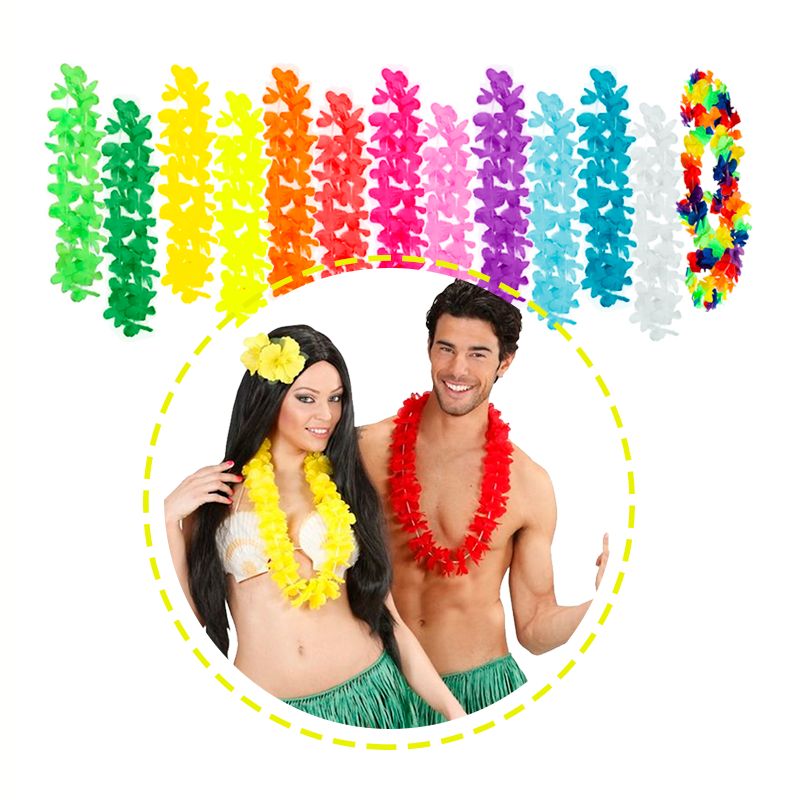 GENERICO - Collar Hawaiano / Colores variados / Tela  / 6 unidades