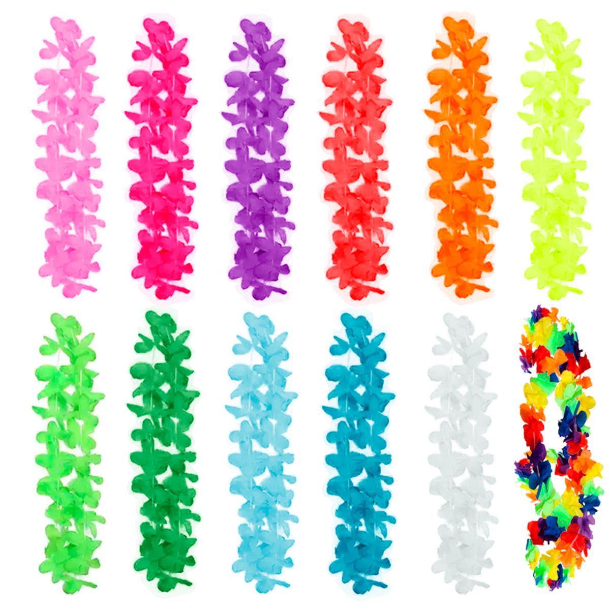 GENERICO - Collar Hawaiano / Colores variados / Tela  / 6 unidades