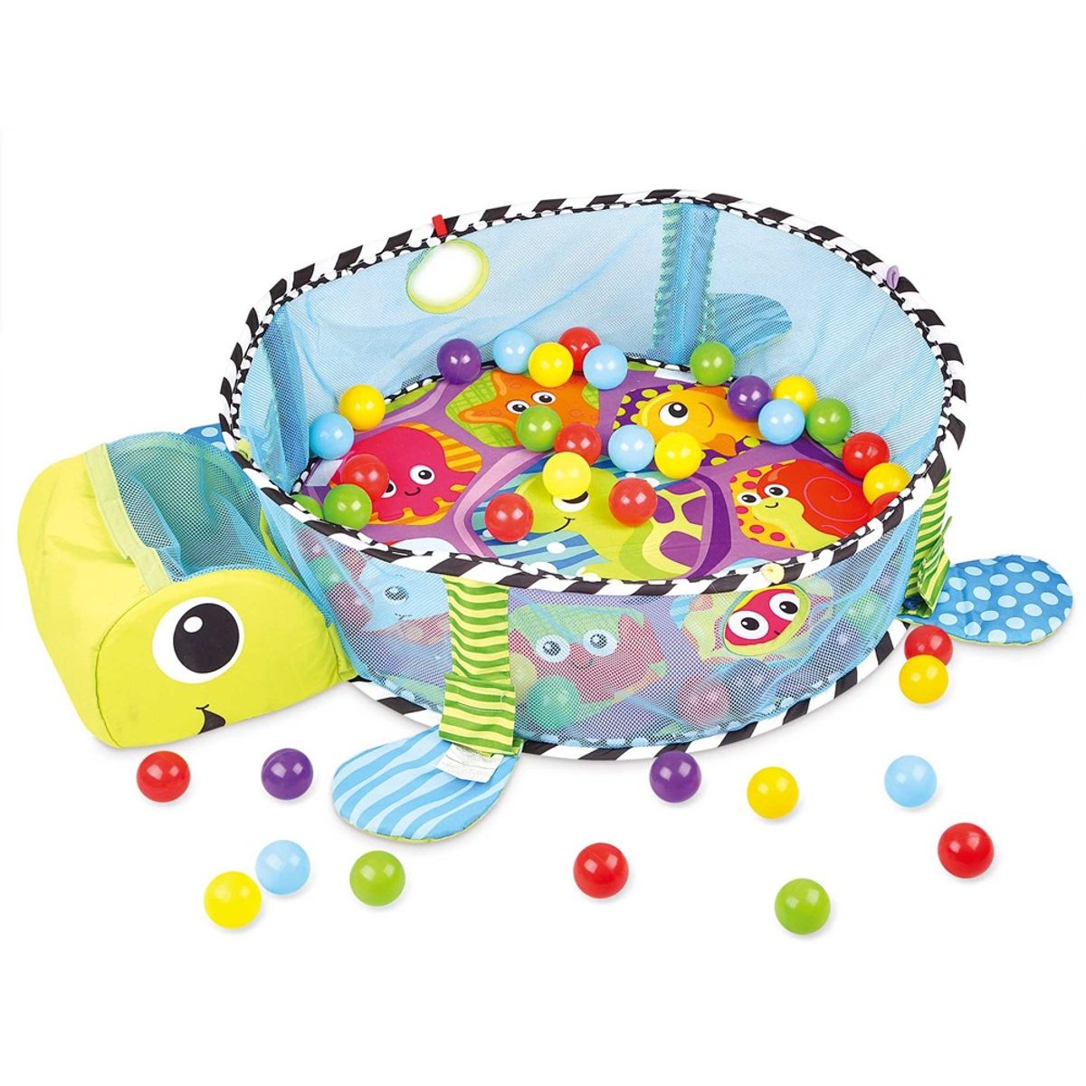 PEQUEÑAS TRAVESURAS - Gimnasio Tortuga 3 en 1 con Piscina de Pelotas