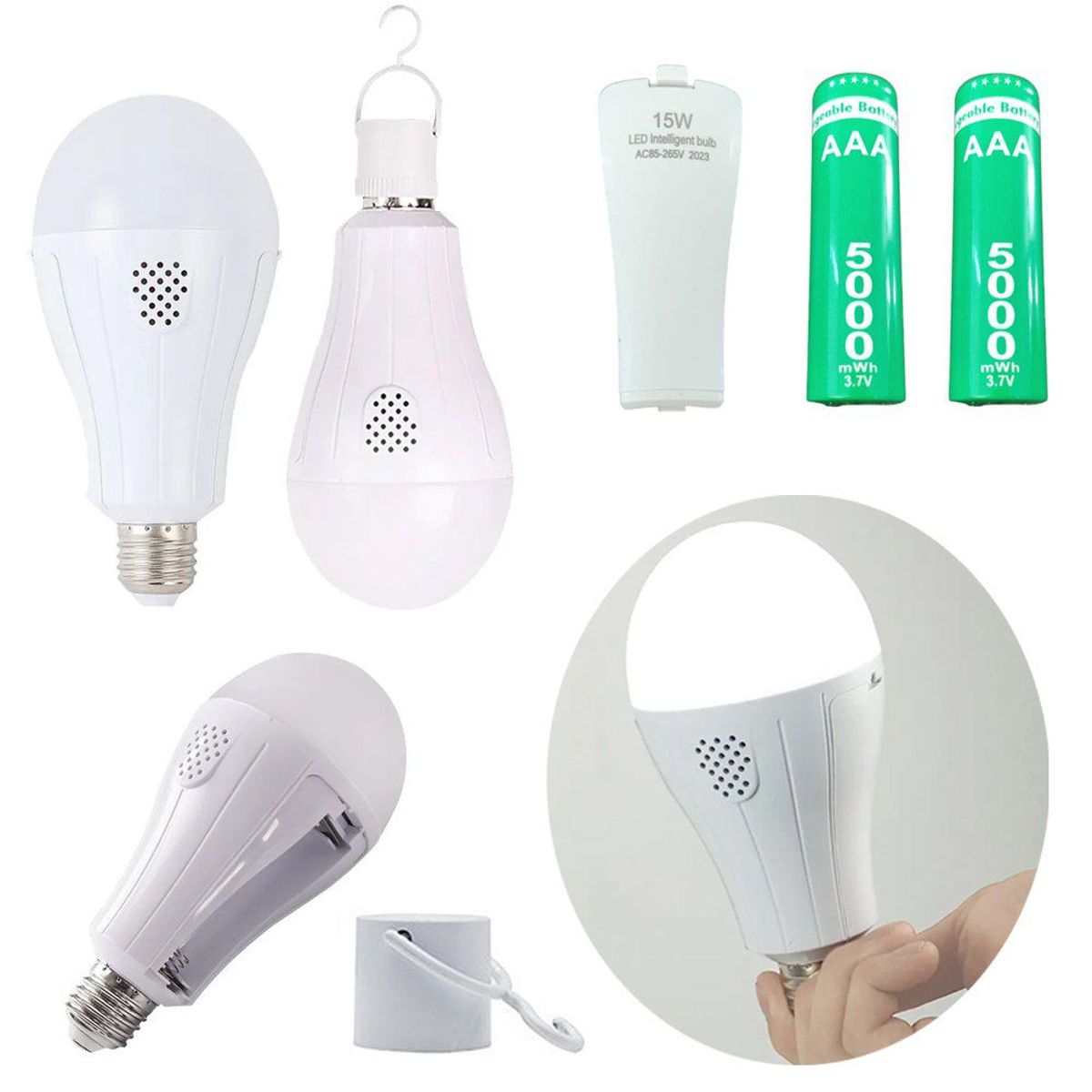 GENERICO - Foco Led 15w Recargable Portátil Emergencia Colgante Blanco camping