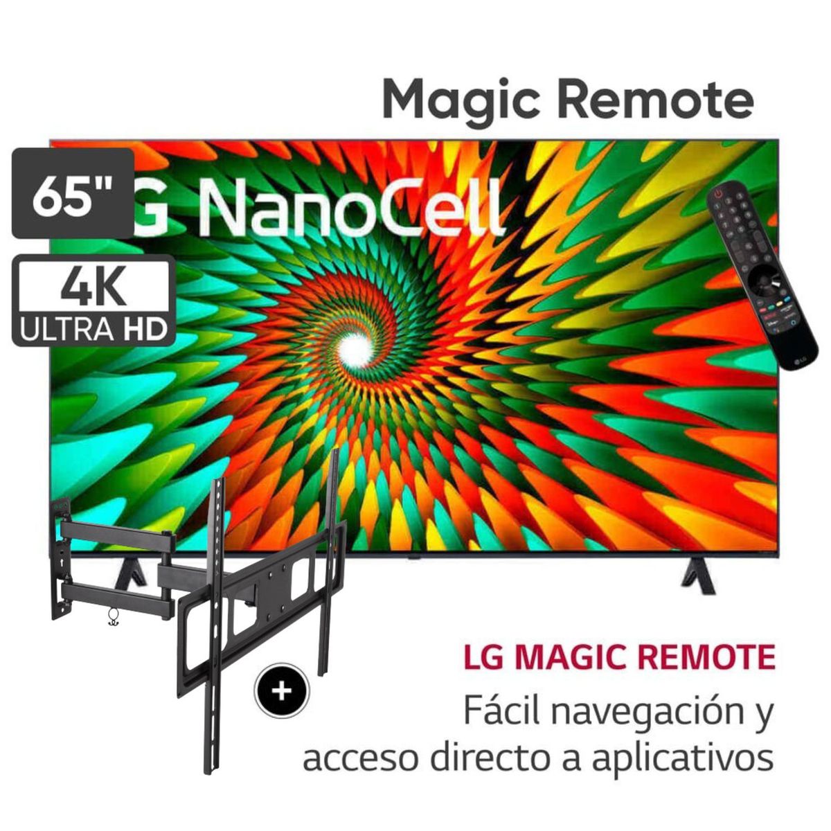 LG - Televisor LG NanoCell 65 UHD 4K ThinQ AI 65NANO77SR  Rack Giratorio