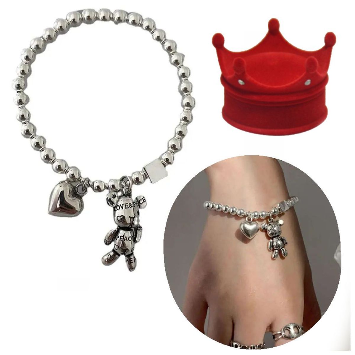 GENERICO - Pulsera de dama de Osito Incluye Estuche