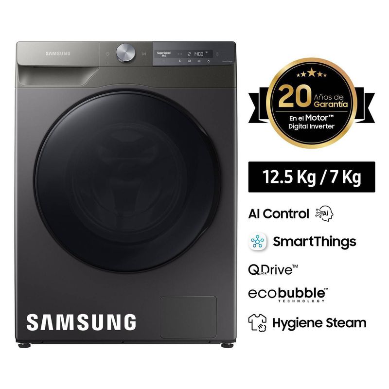 SAMSUNG - Con AI Control 12,5 kg / 7 kg WD12T704DBN / PE Lavaseca Samsung