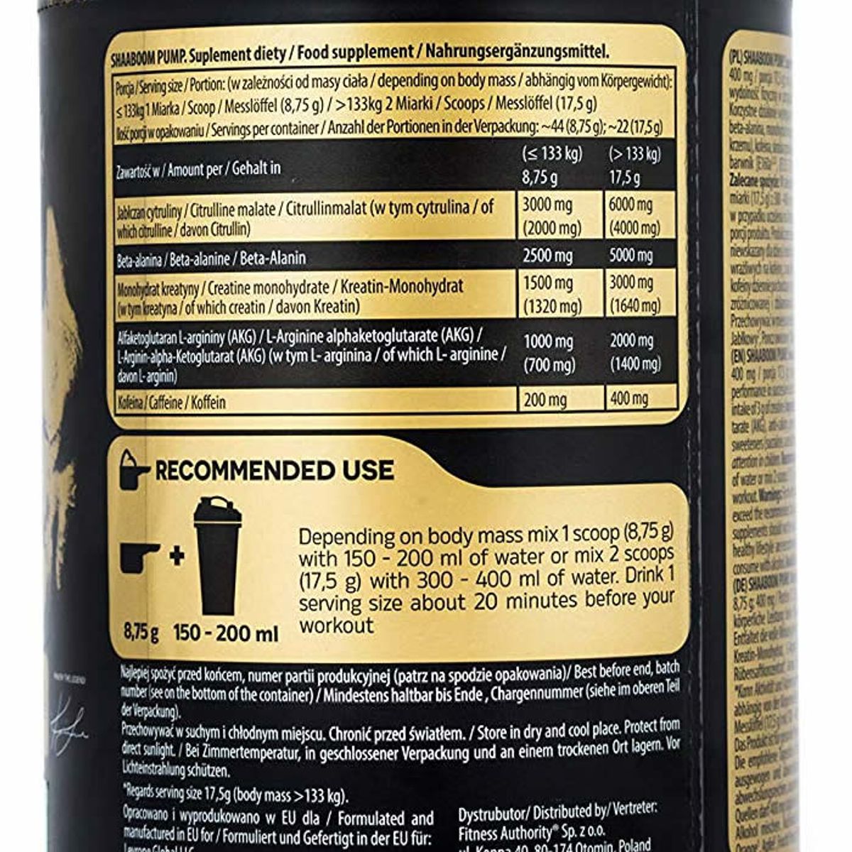 KEVIN LEVRONE - Pre entreno Shaaboom Pump Kevin Levrone 44 serv