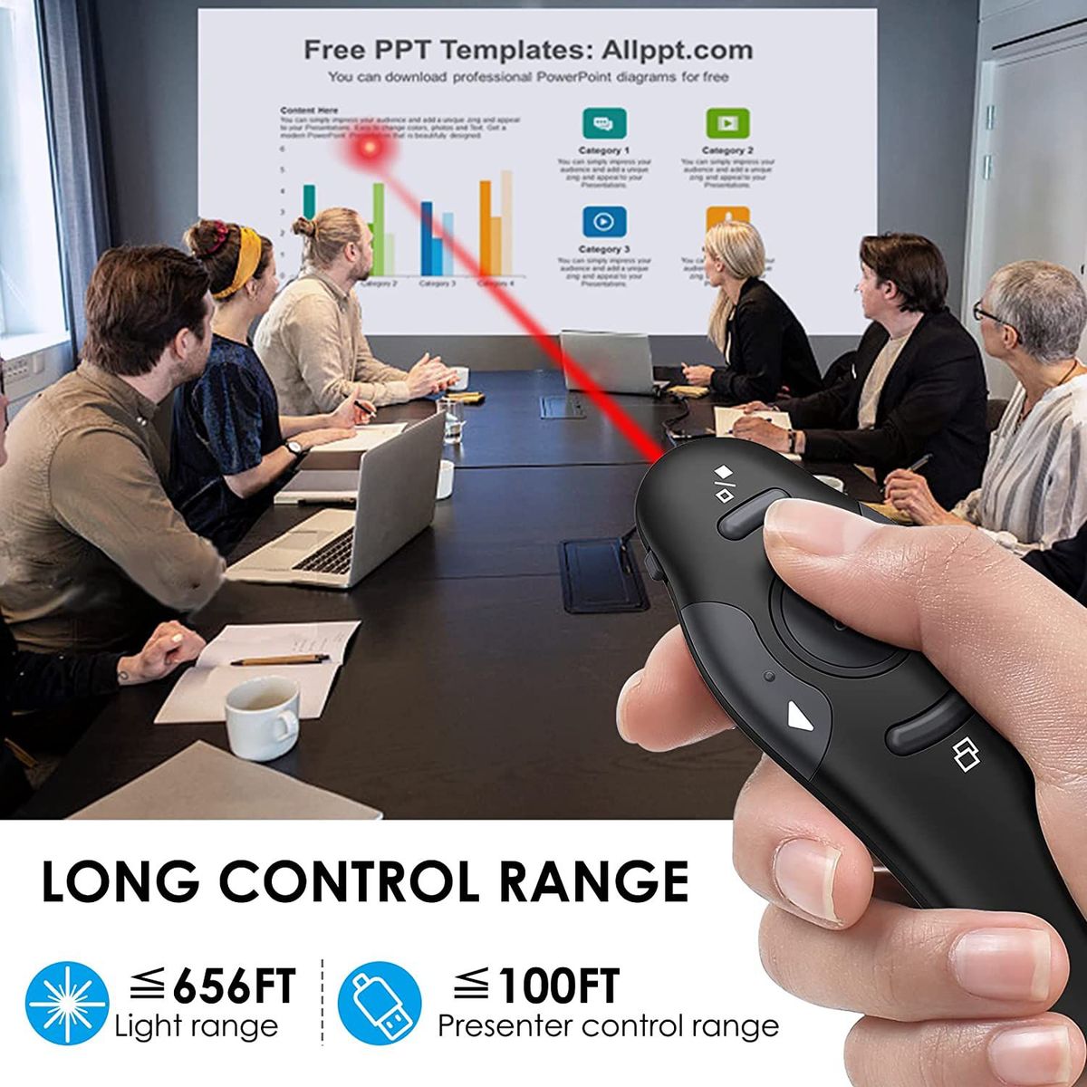 BAALATHKKO5 - Control Usb Inalámbrico Puntero Láser Remoto De Presentación