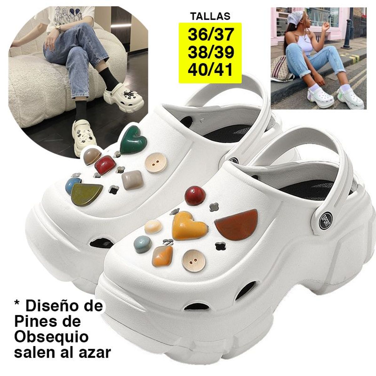 GENERICO - Sandalias Mujer kawaii estilo Crocs jelly playa pantuflas Plataforma