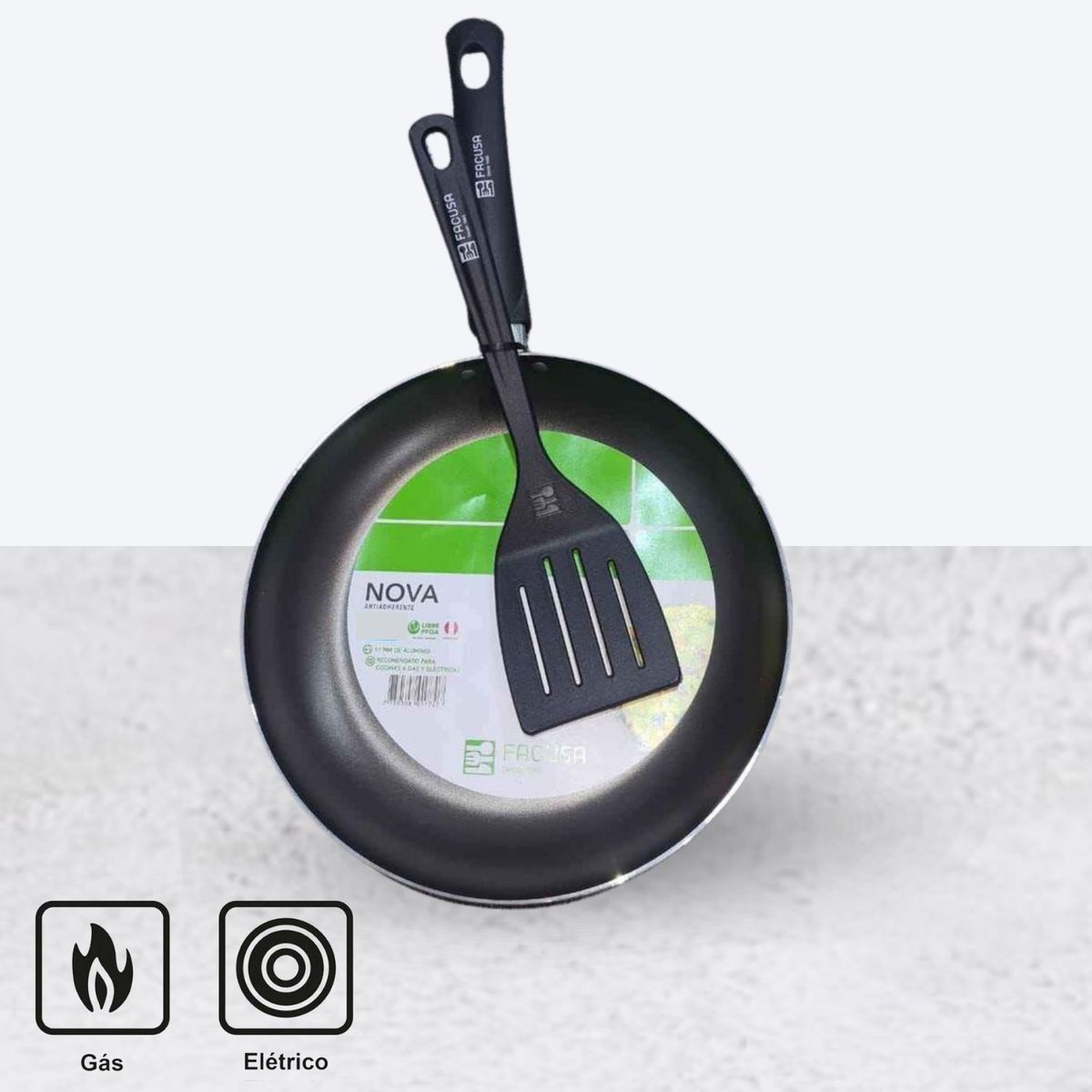FACUSA - Sartén antiadherente Nova n° 26 + Espátula Nylon 4 - Facusa