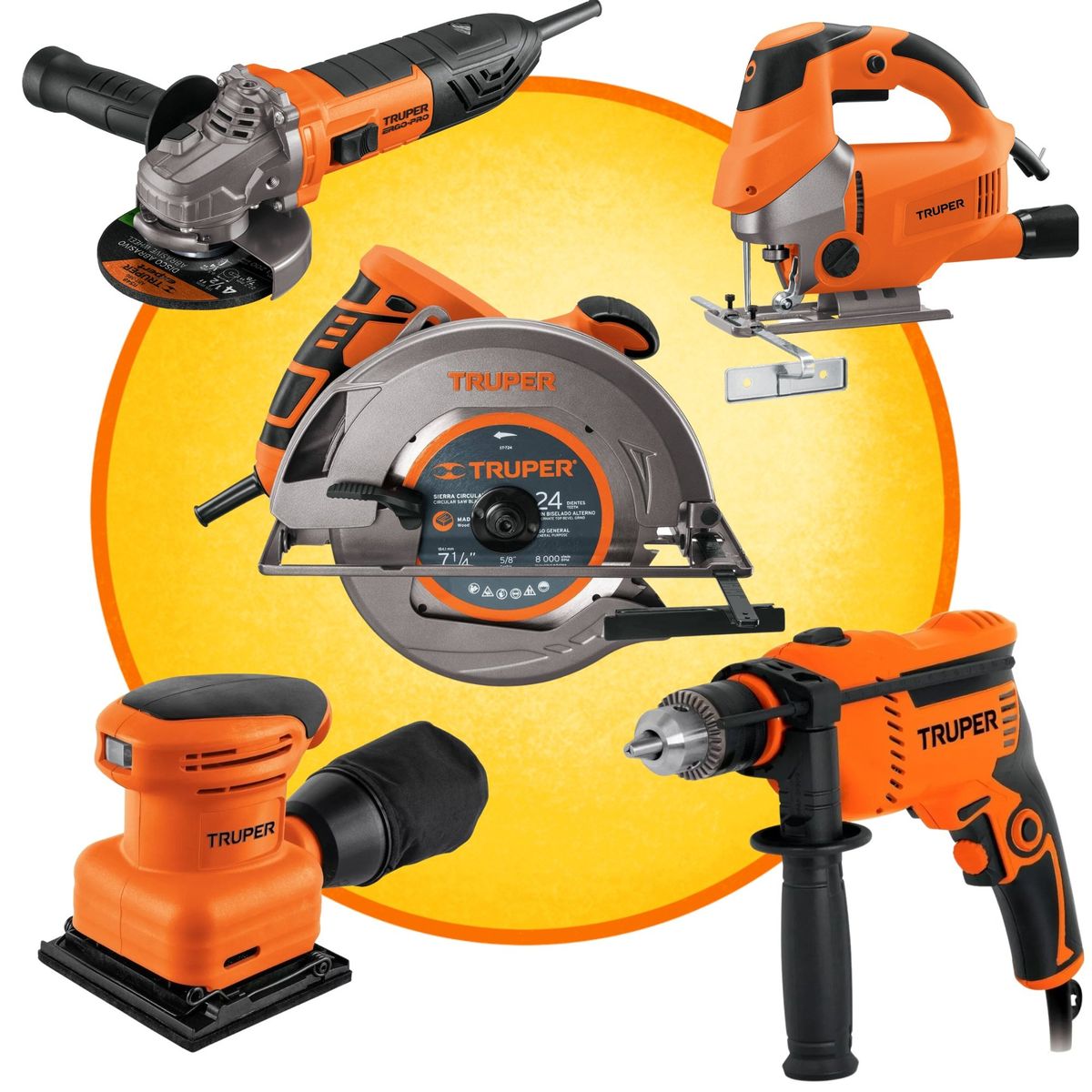 TRUPER - MEGACOMBO Sierra circular Sierra caladora Taladro Amoladora Lijadora