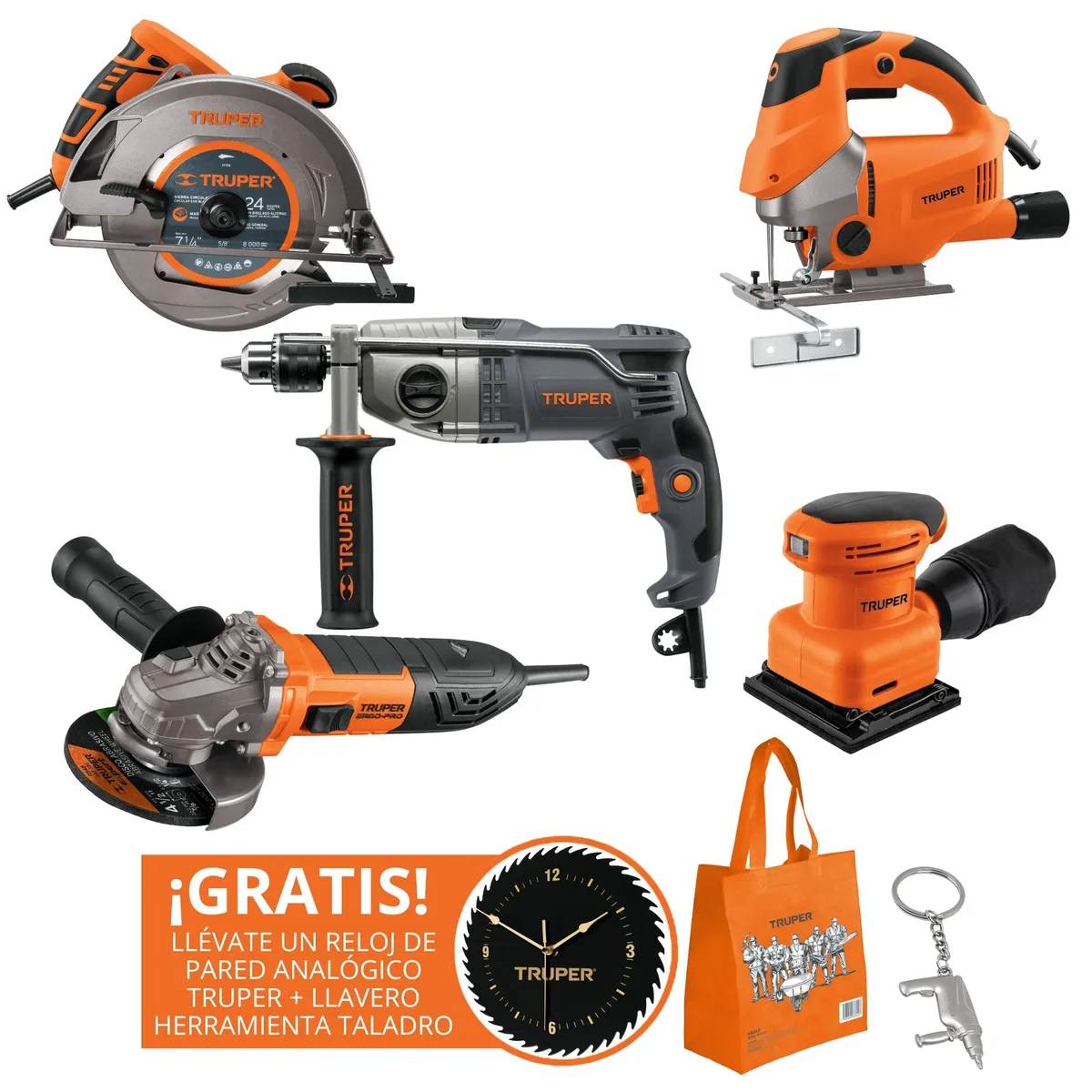 TRUPER - MEGACOMBO taladro percutor Sierra circular caladora amoladora lijadora