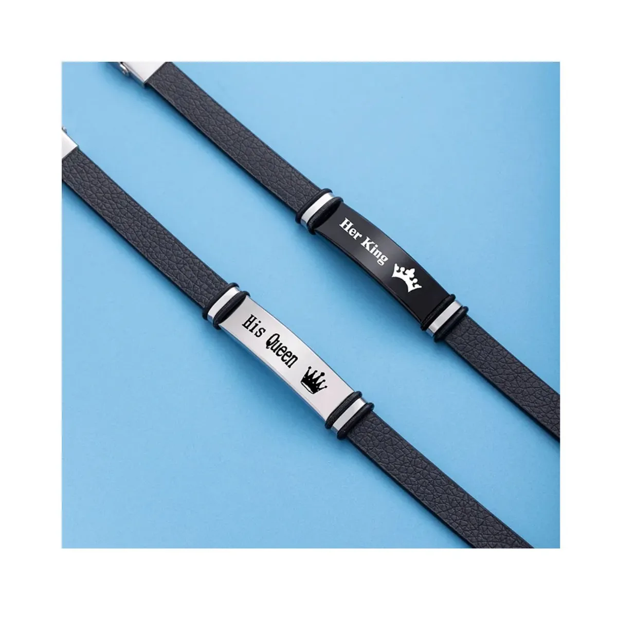 GENERICO - Pulsera pareja grabado King y Queen