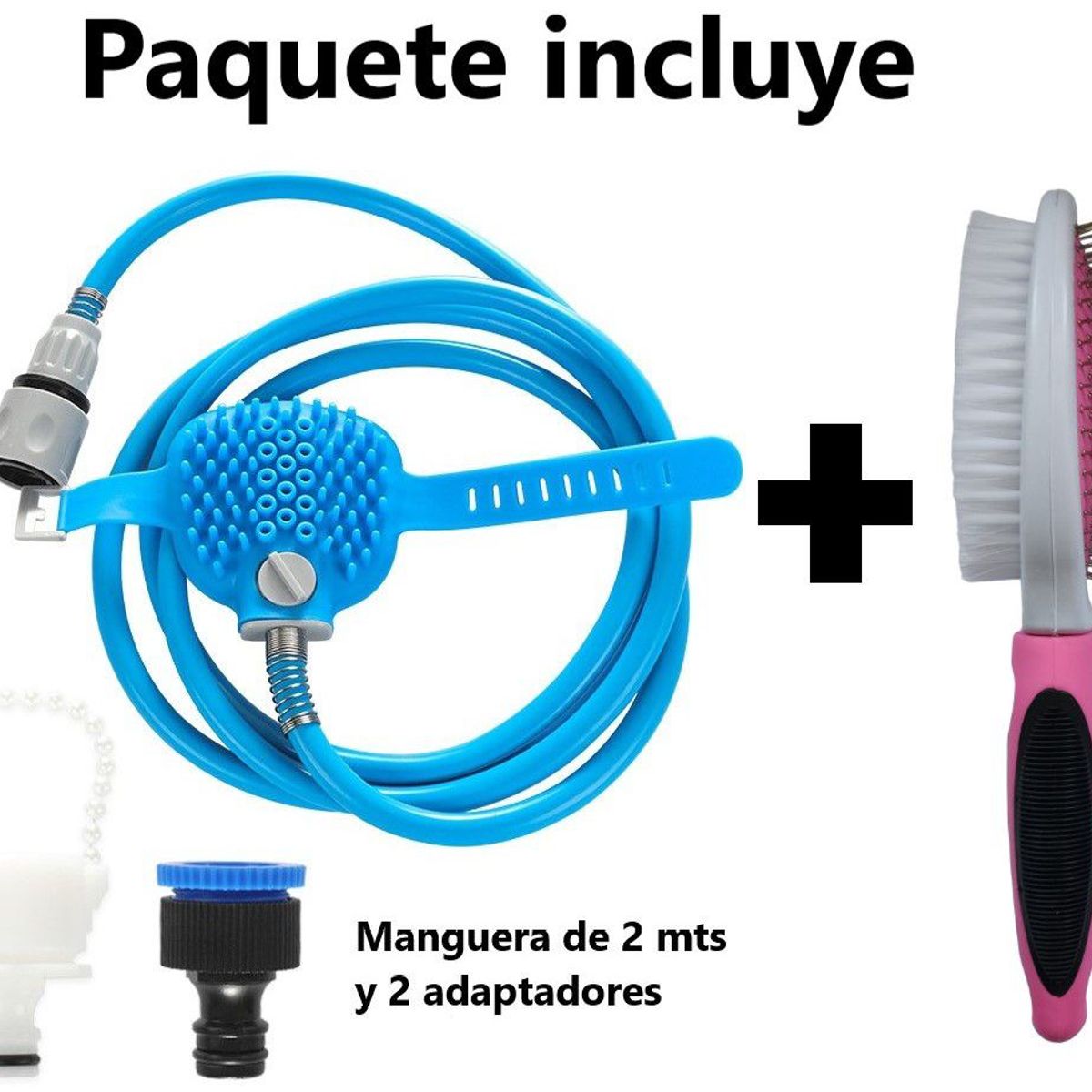 GENERICO - Kit Manguera Rociadora y Cepillo rosado