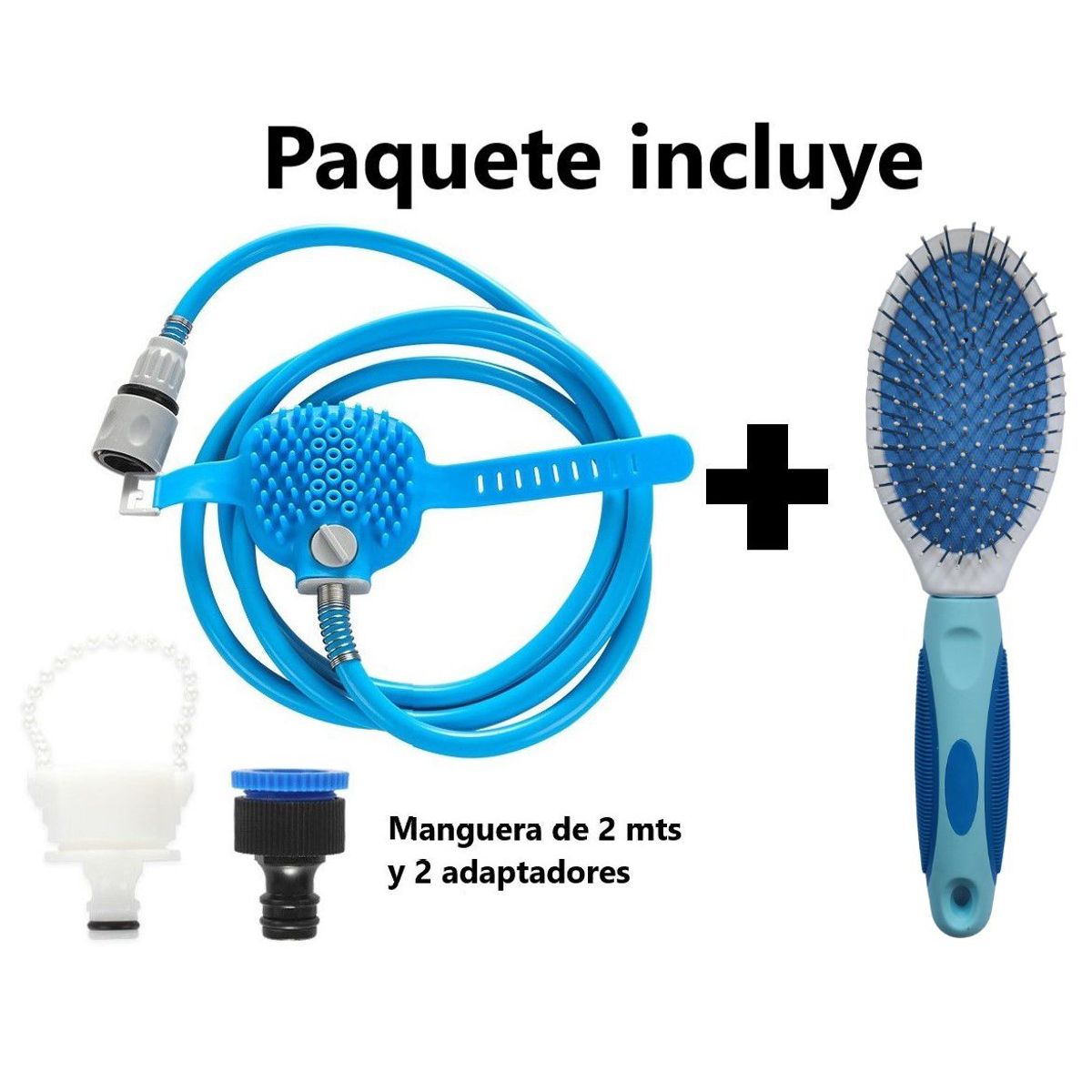 GENERICO - Kit Manguera Rociadora y Cepillo Celeste