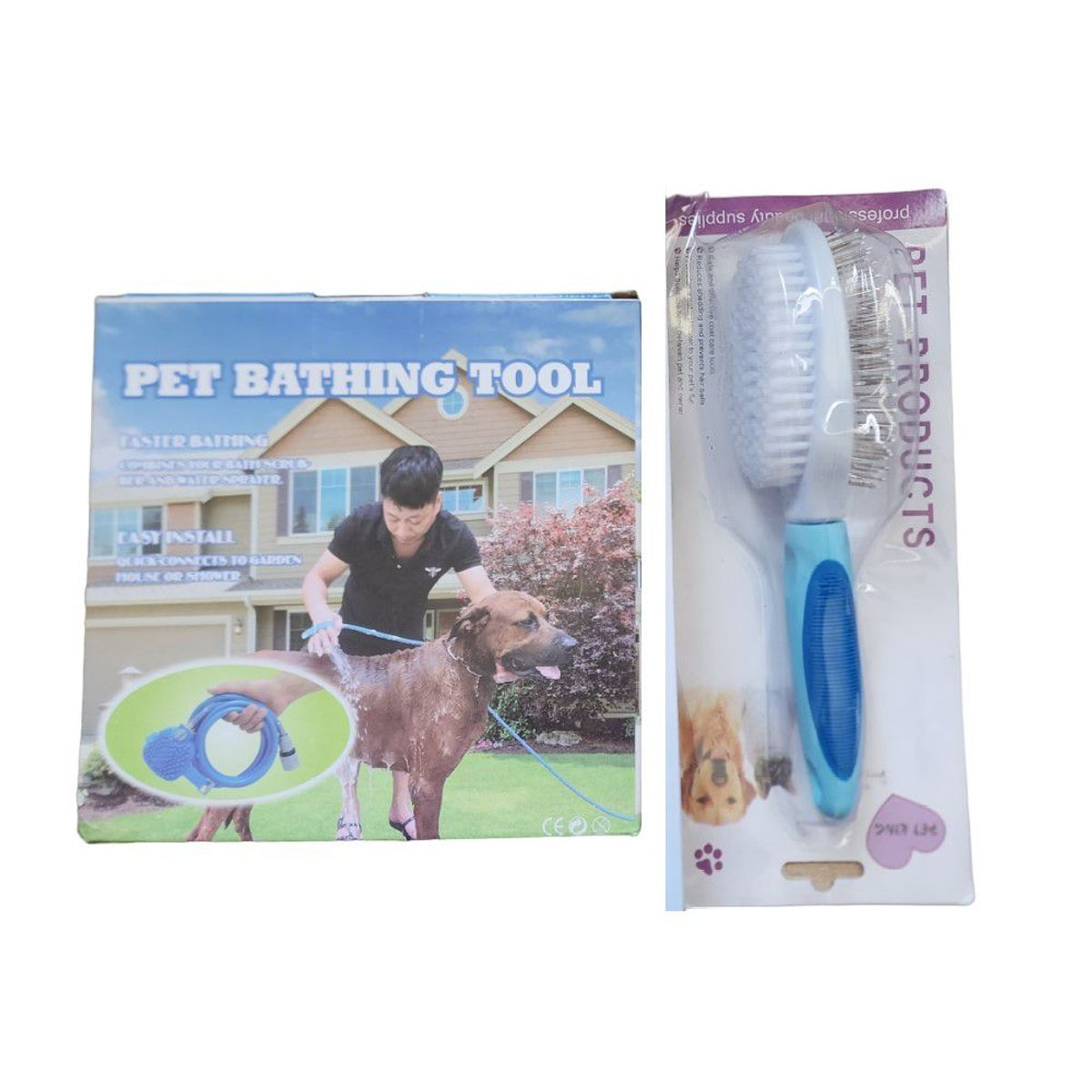 GENERICO - Kit Manguera Rociadora y Cepillo Celeste