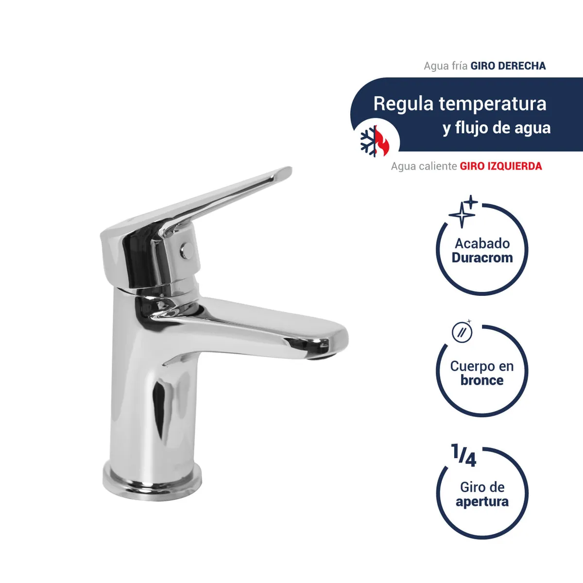 VAINSA - Grifería Monocomando Lavatorio bajo cromado Ibiza Vainsa