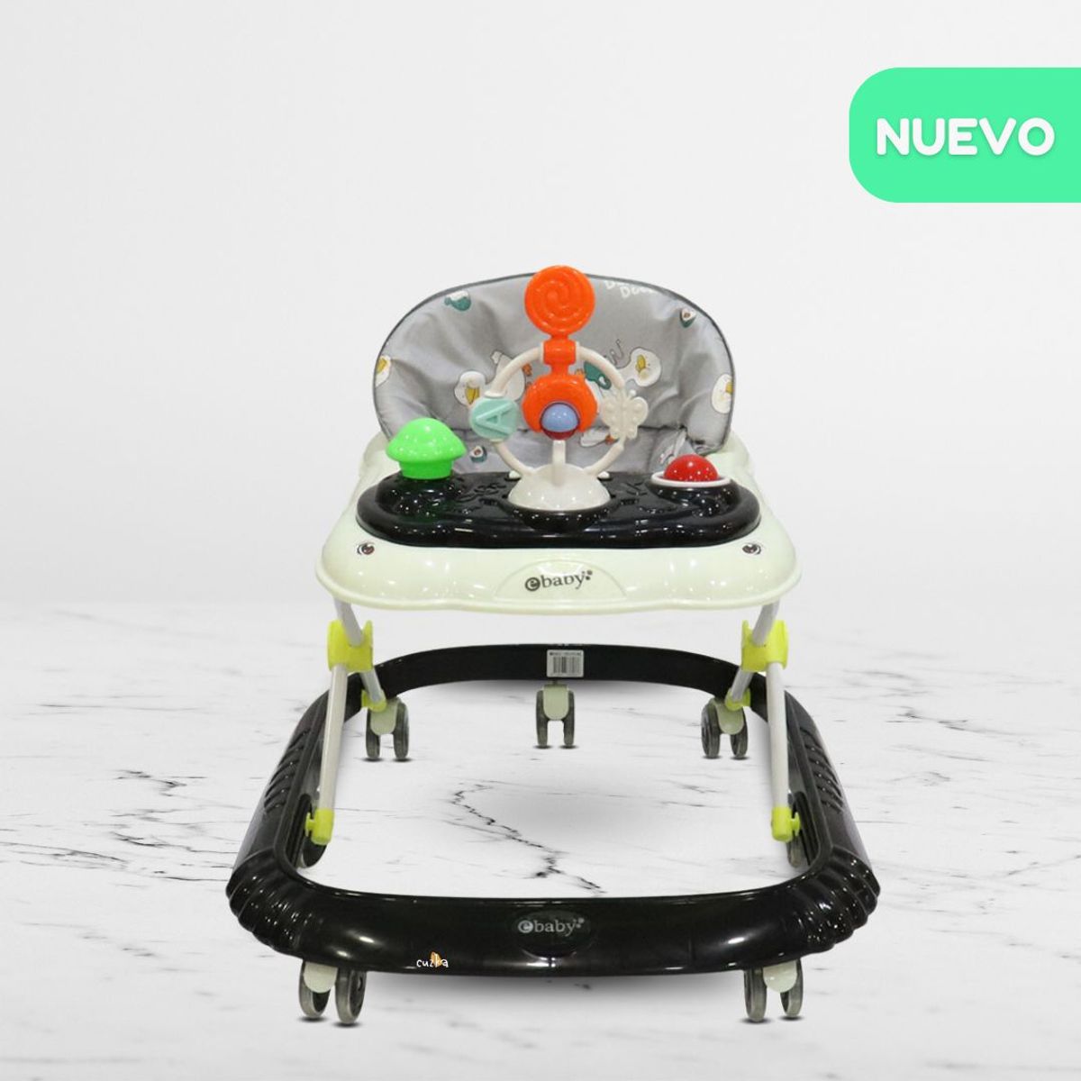 EBABY - Andador con bandeja divertida para Bebés «CRISTAL» Black